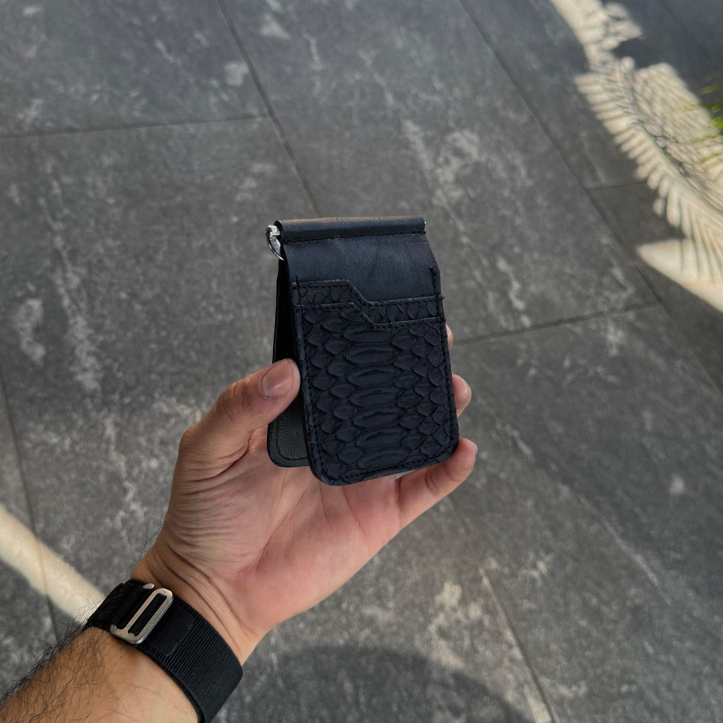 Billetera clip cesar serpiente pithon Genuino Black.