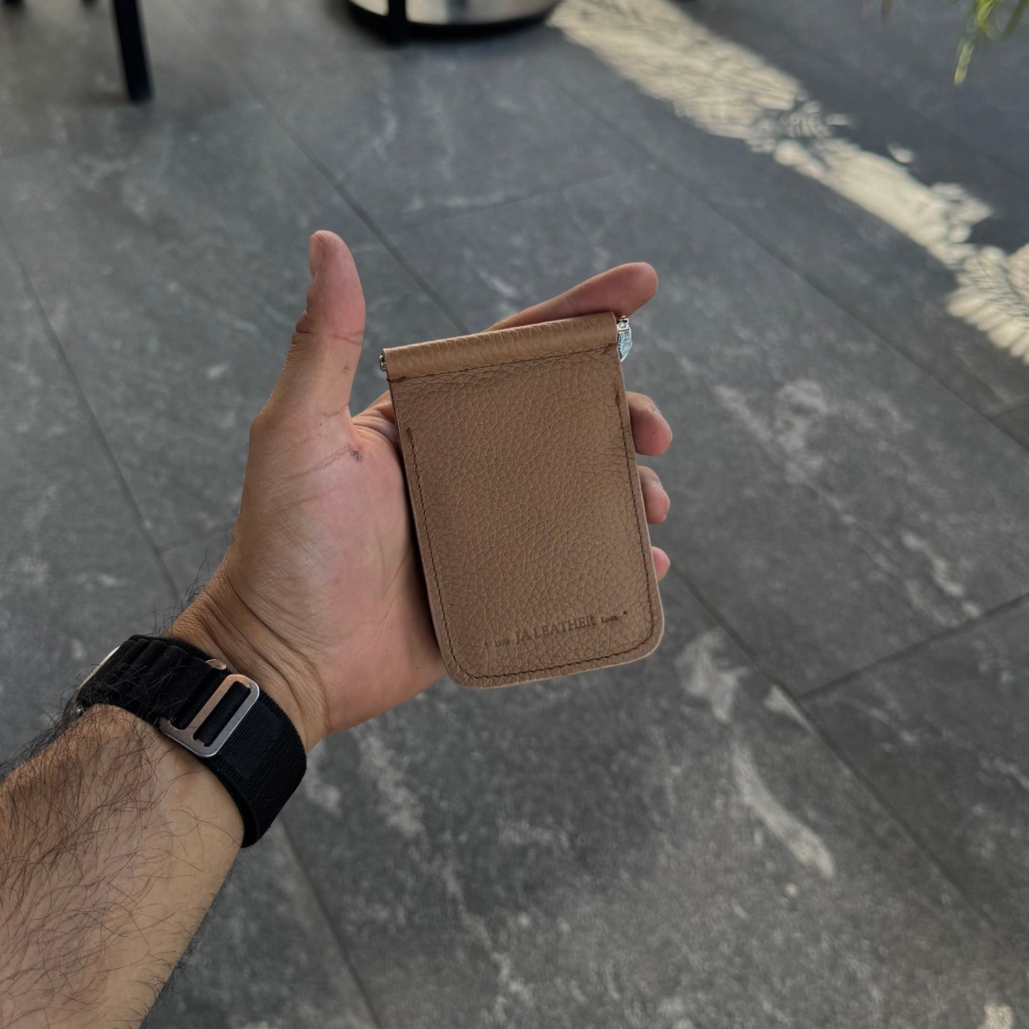 Billetera clip cesar serpiente pithon Genuino Peach.