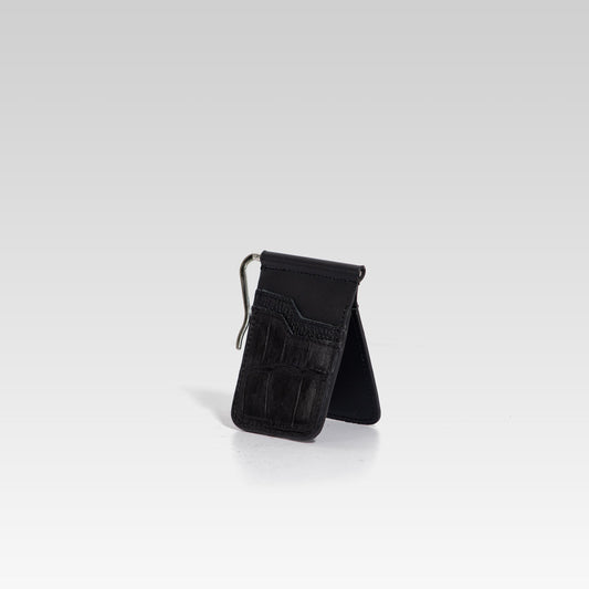 Billeterra Clip Cocodrilo Genuino Negro.