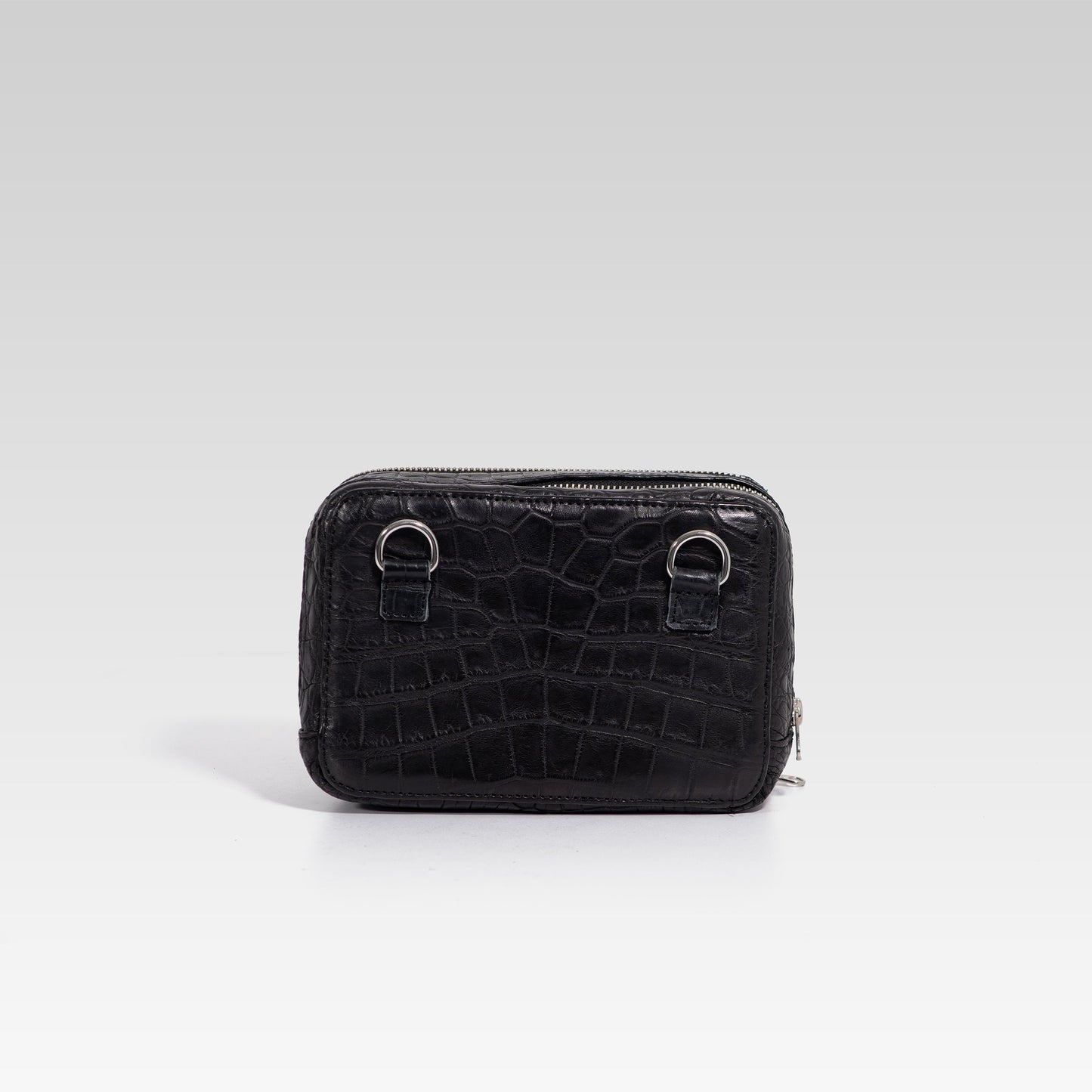 Bandolera César piel cocodrilo genuino negro