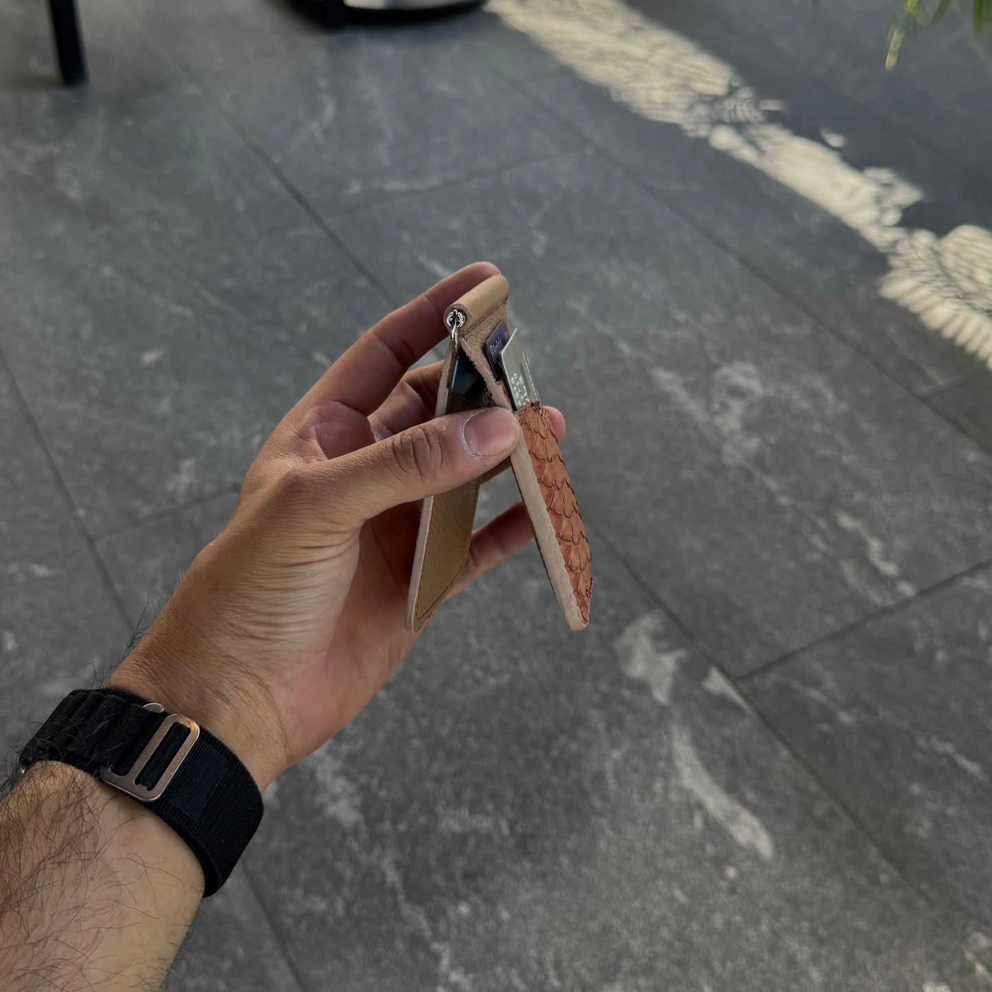 Billetera clip cesar serpiente pithon Genuino Peach.