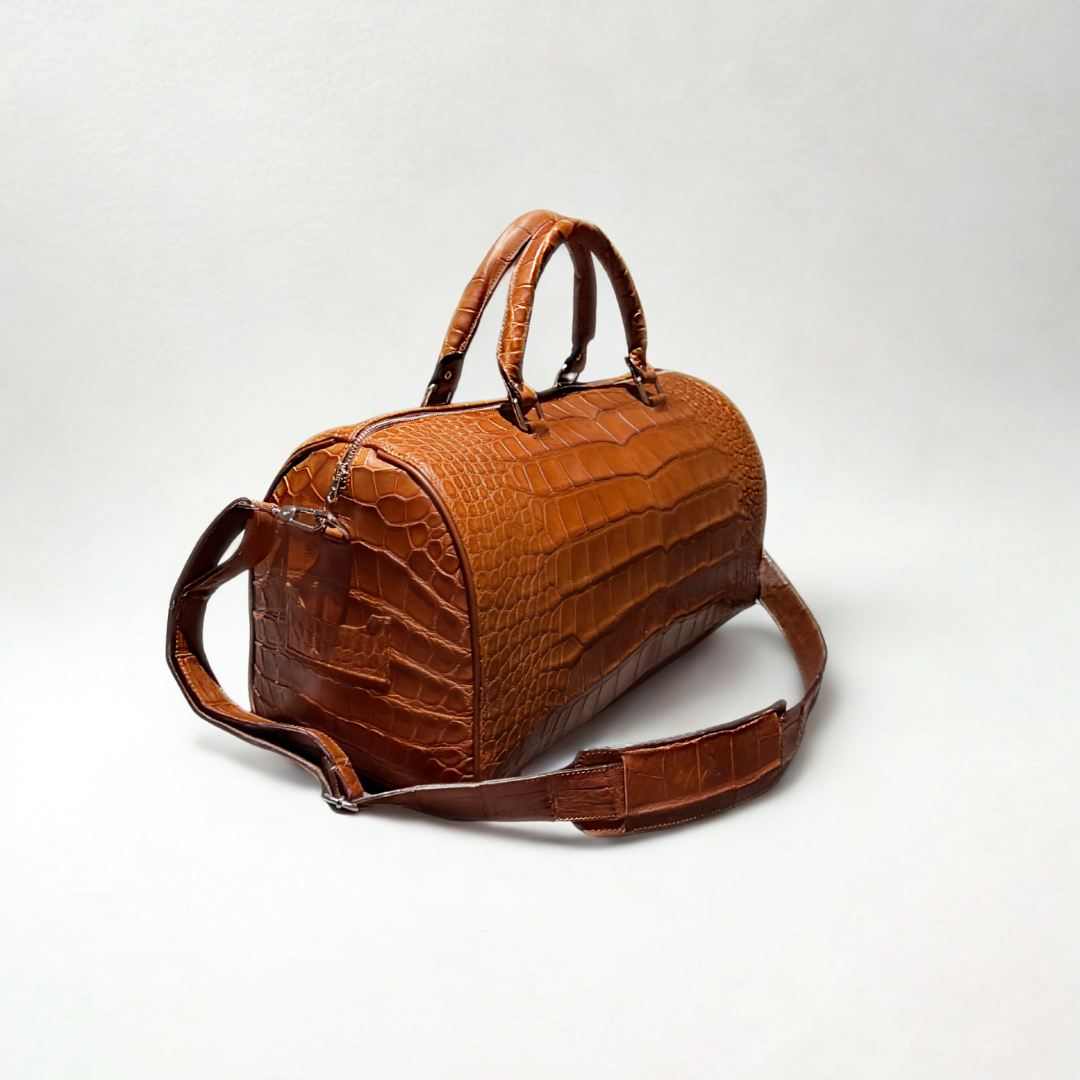 Travel Bag B0012 – Piel de American Alligator Genuina Whisky