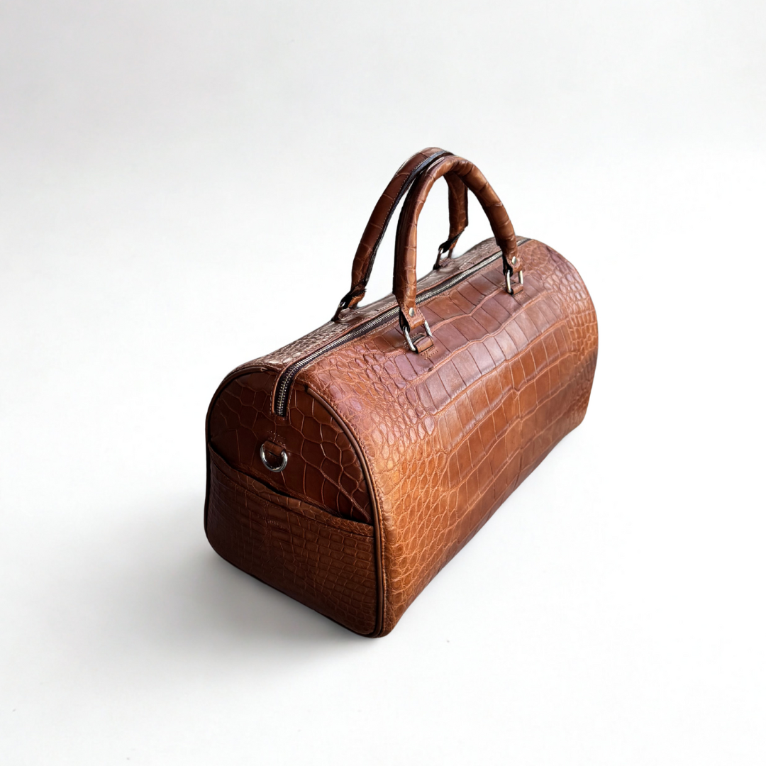 Travel Bag B0012 – Piel de American Alligator Genuina Whisky