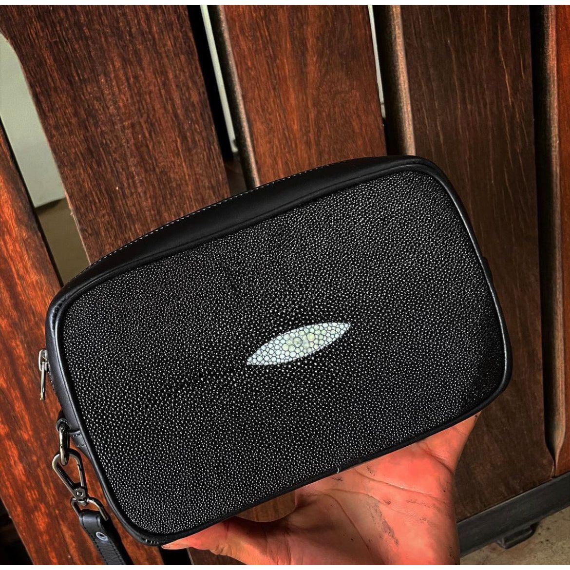 Trousse de toilette Alberto Black véritable raie manta