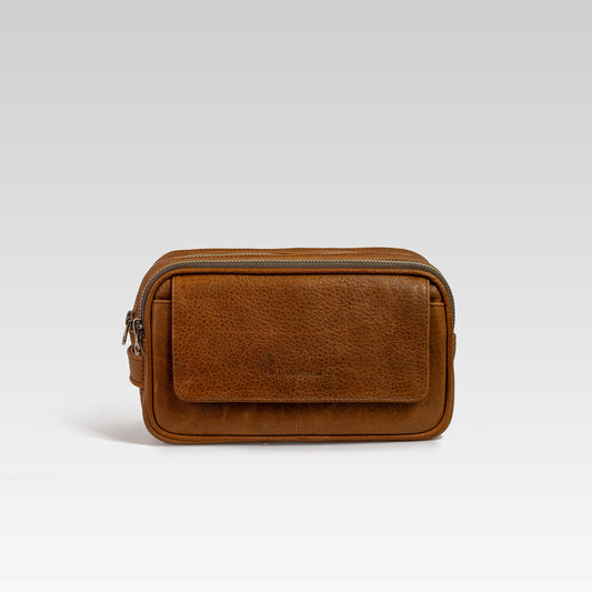 Neceser Marco en piel de bisonte café miel