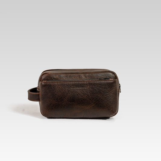 Neceser Diego en piel de bisonte café chocolate