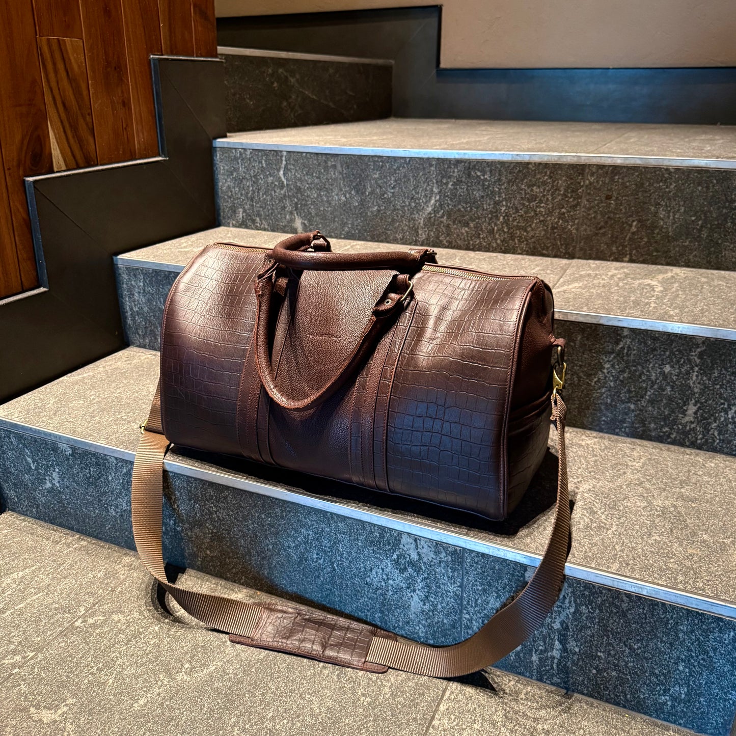 Travel Bag b002 Cafe/cocodrilo grab