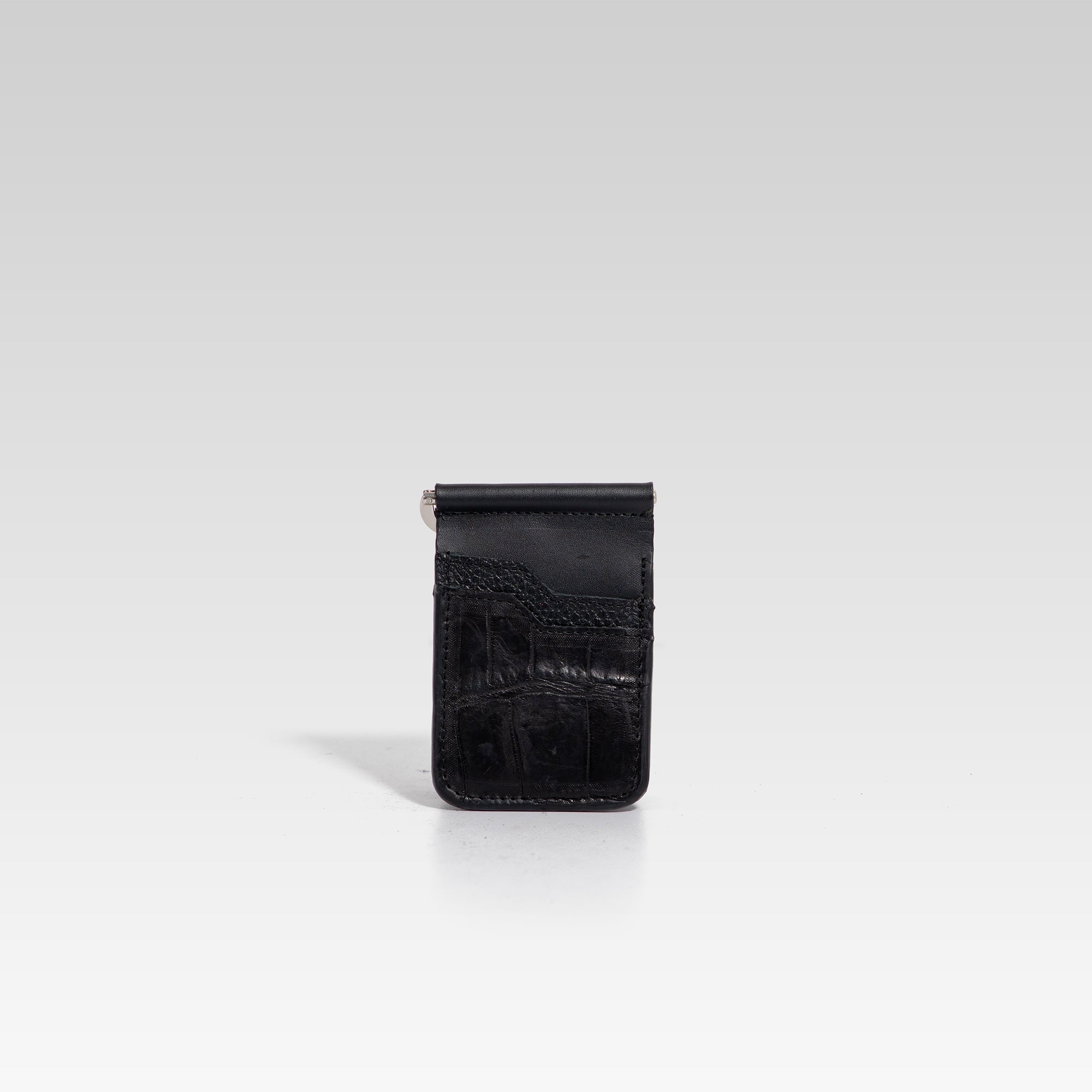 Billeterra Clip Cocodrilo Genuino Negro.