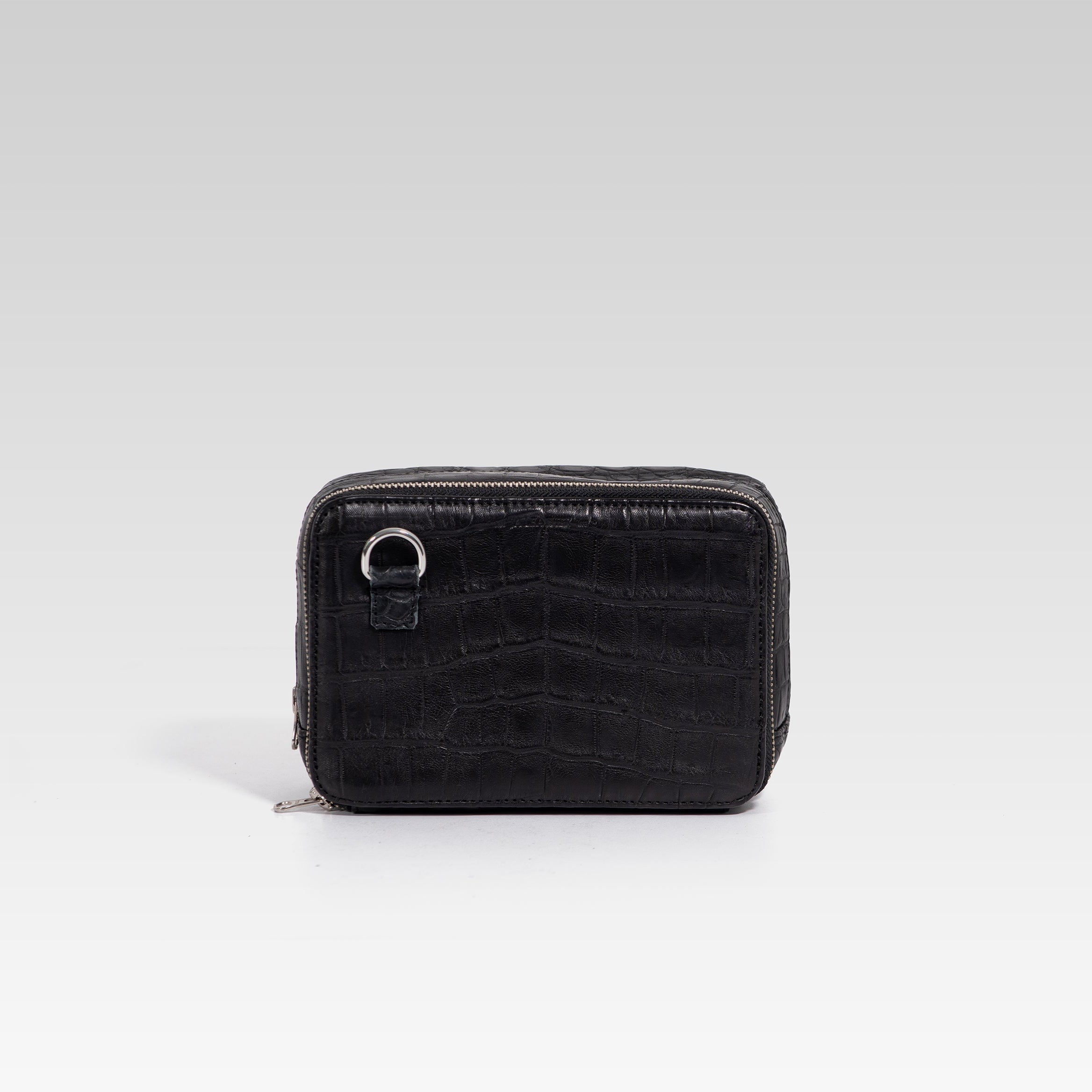 Bandolera César piel cocodrilo genuino negro