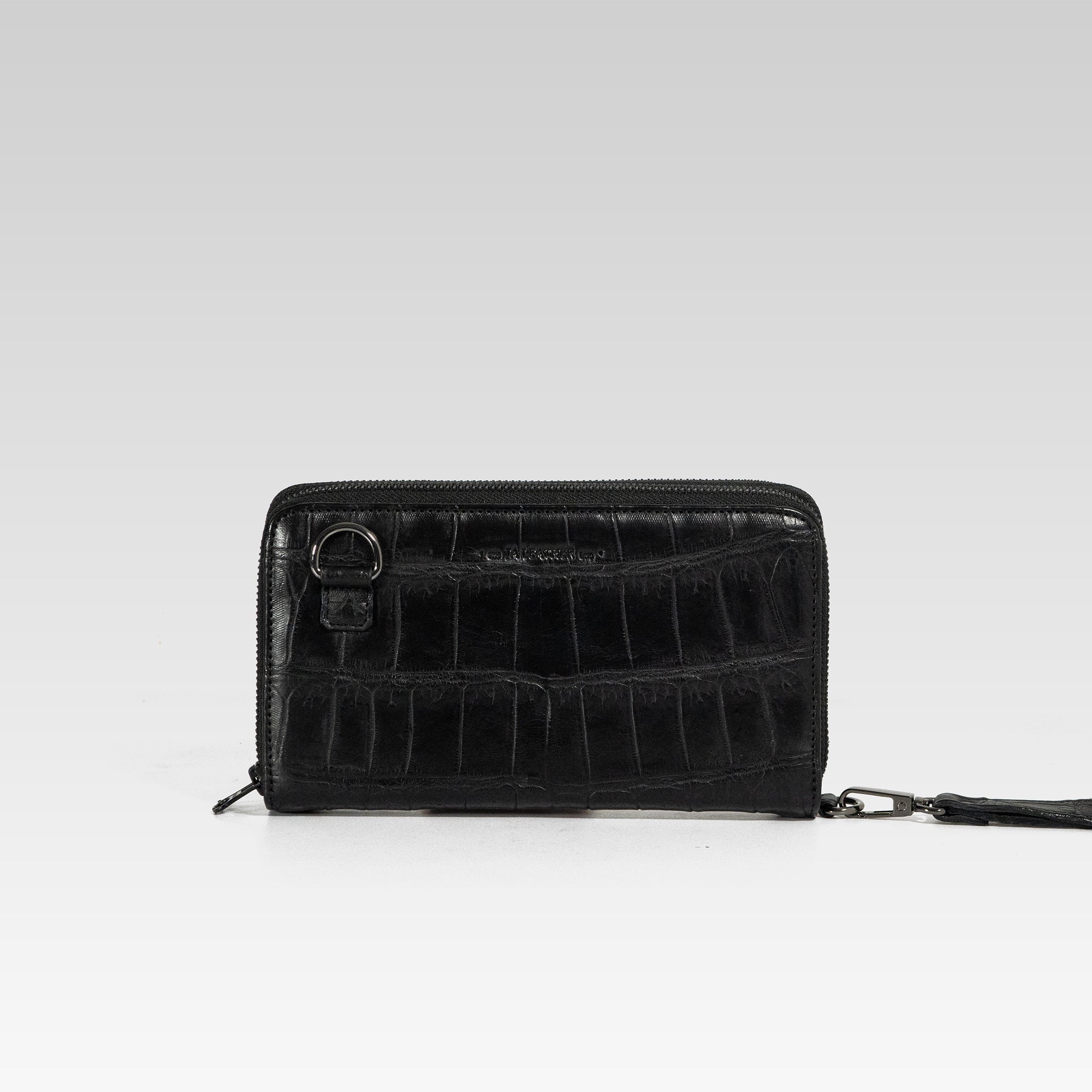 Cartera/Neceser Large Walker 2C cocodrilo genuino negro