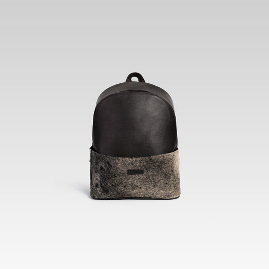 Backpack Leonel chocolate y cuero pelo