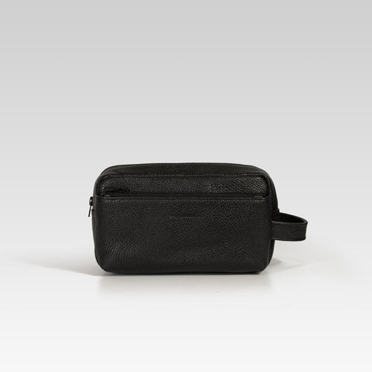 Neceser Diego en piel de res color negro