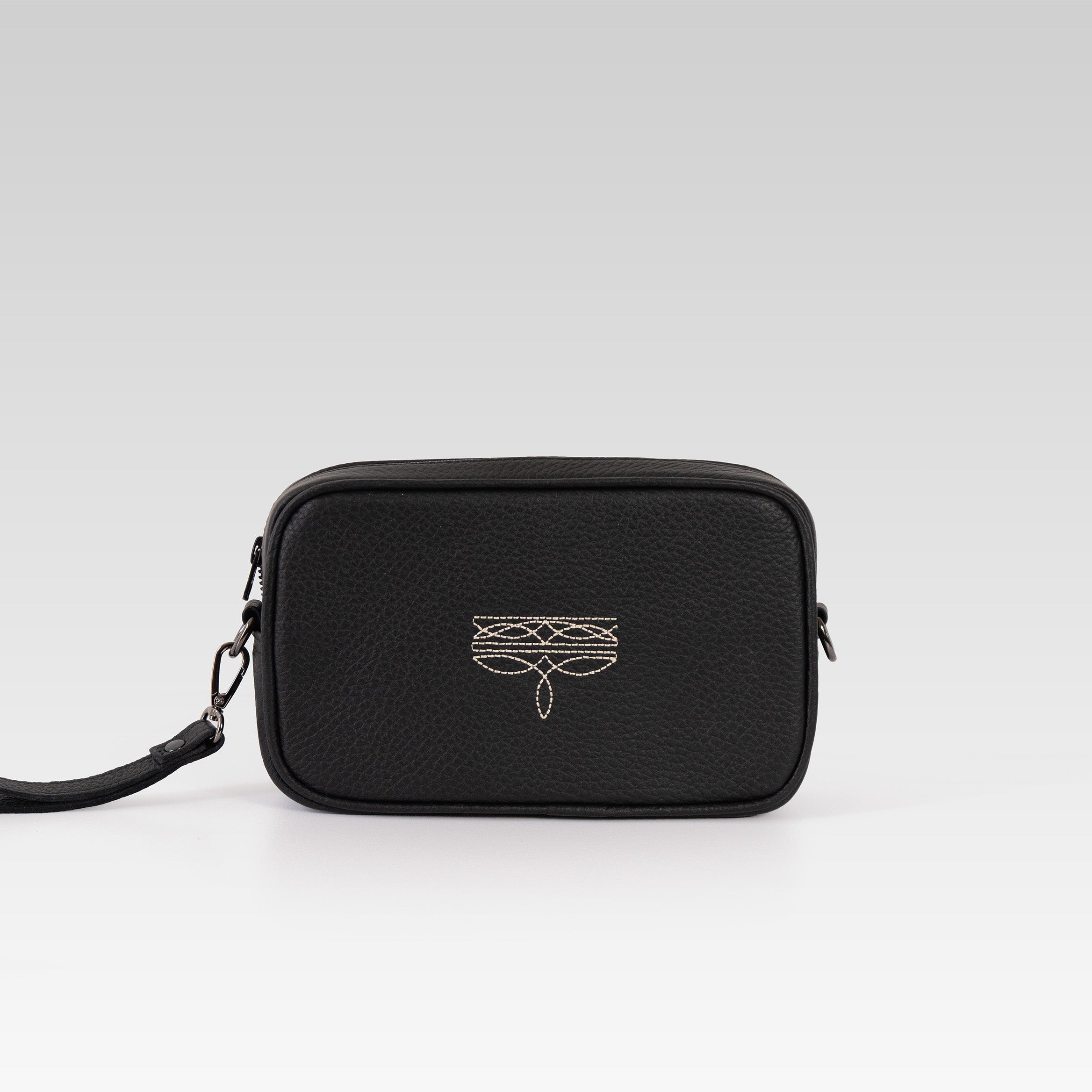 Neceser/bandolera Alberto negro con ringle Beige