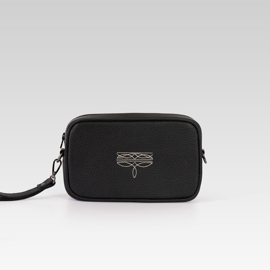 Neceser/bandolera Alberto negro con ringle Beige