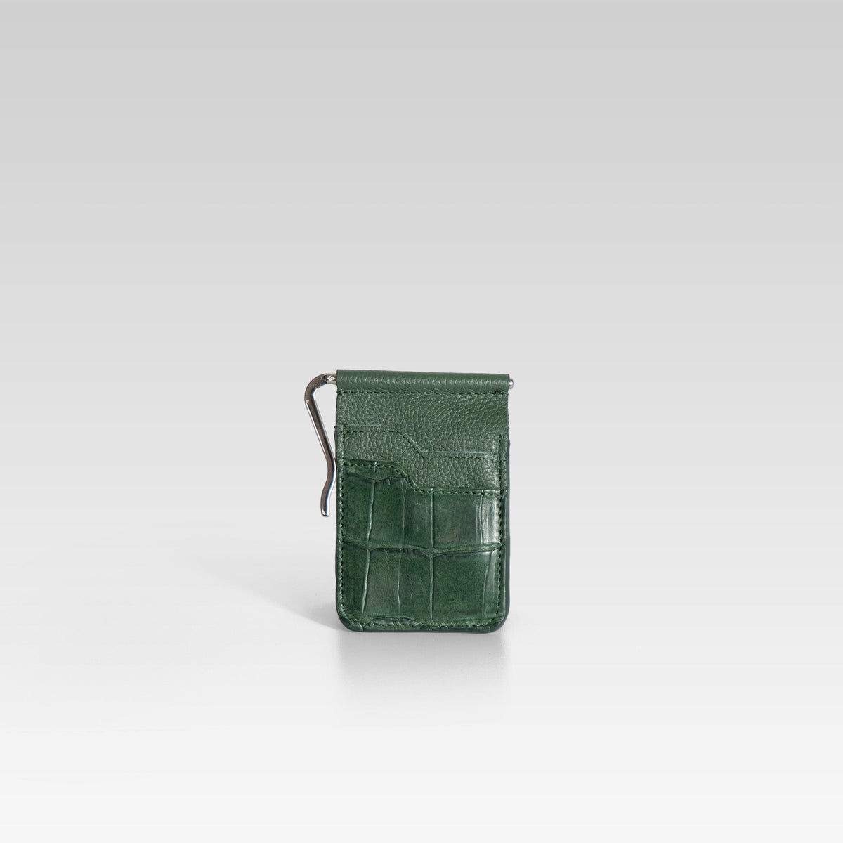 Billetera clip de piel para hombre cocodrilo verde