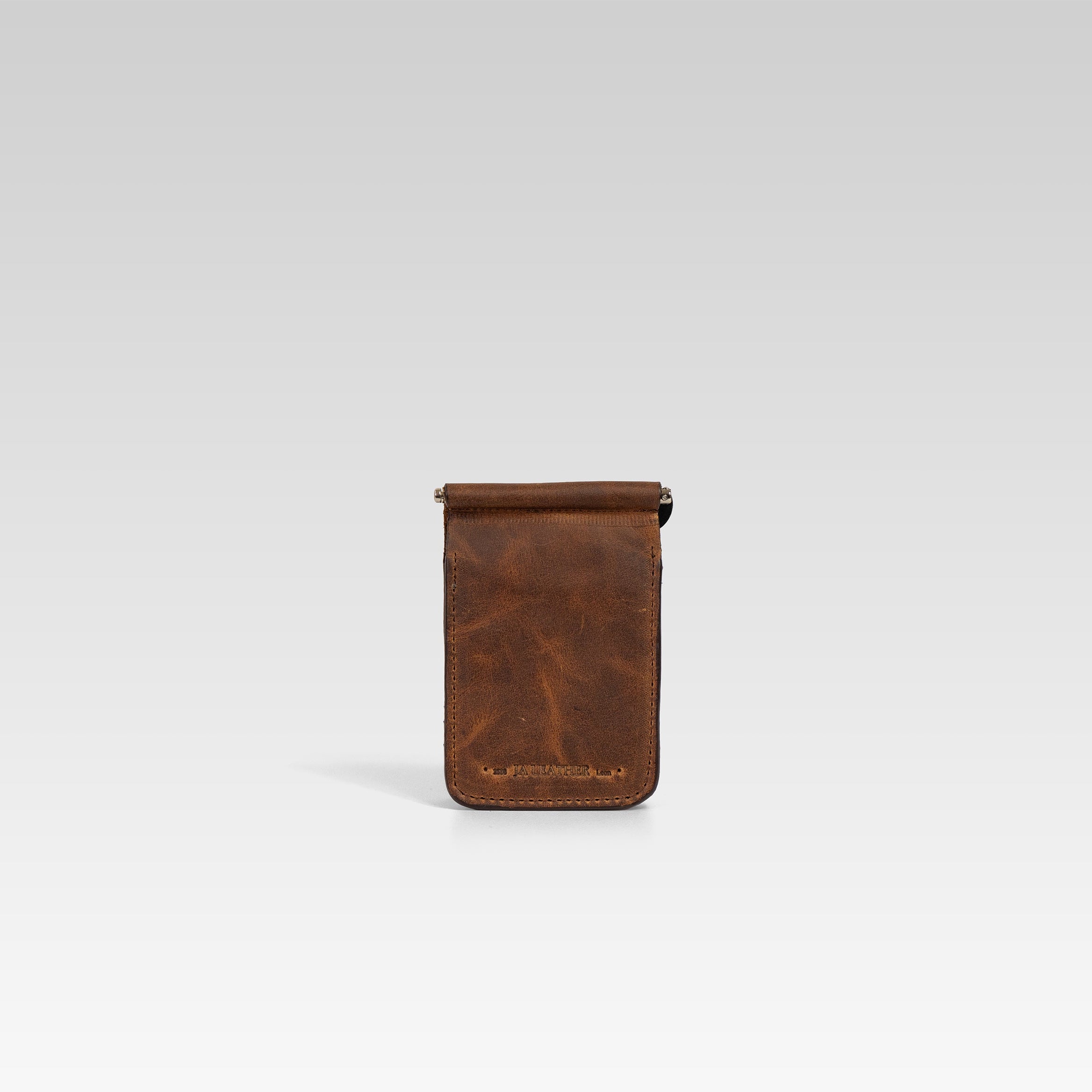 Billetera de clip Cesar café brandy ringle beige