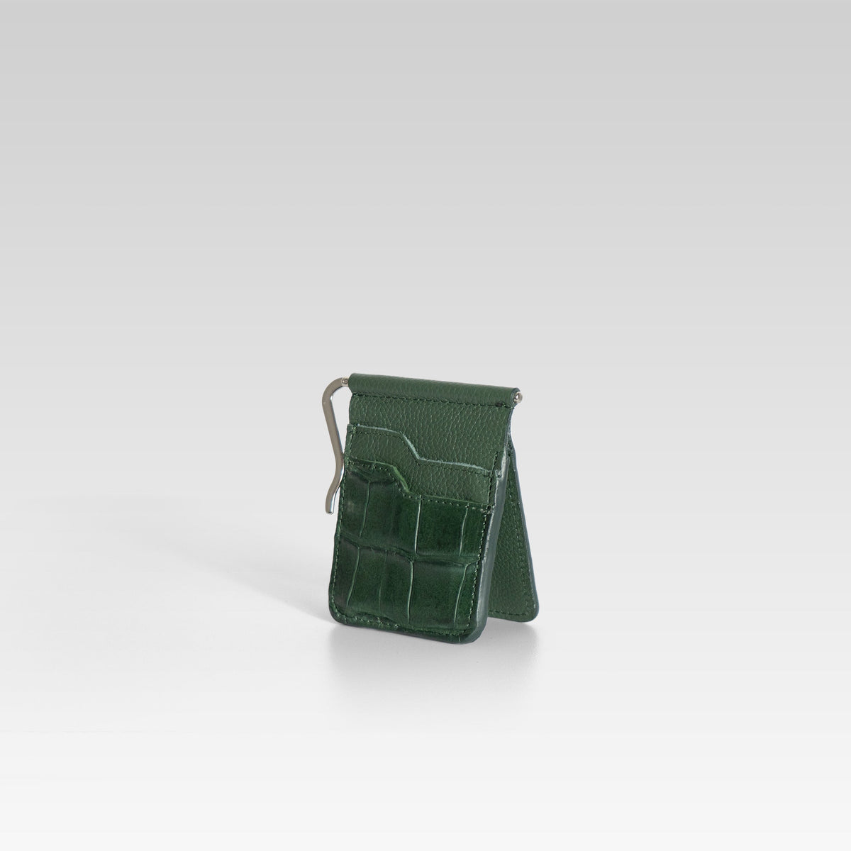 Billetera clip de piel para hombre cocodrilo verde