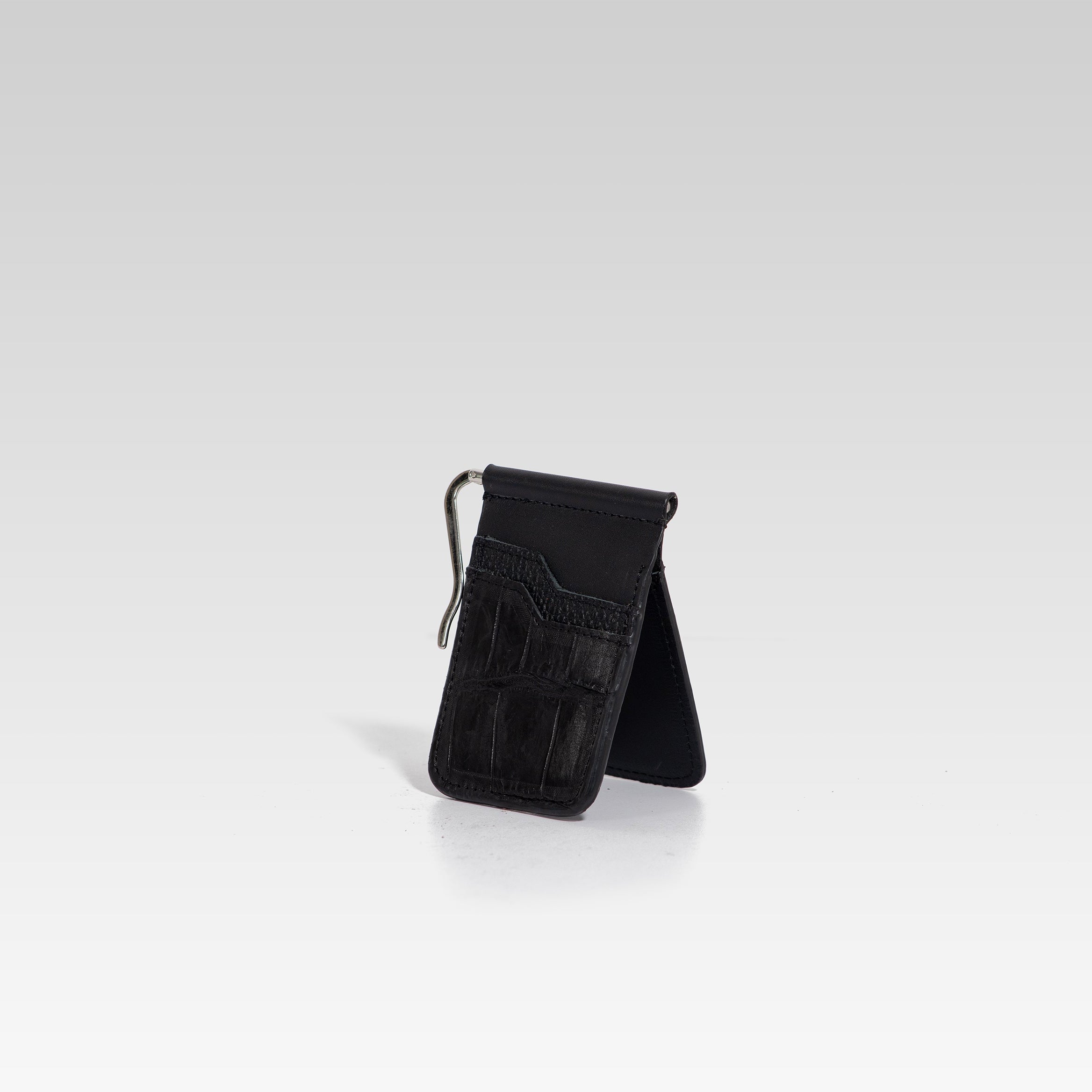 Billeterra Clip Cocodrilo Genuino Negro.