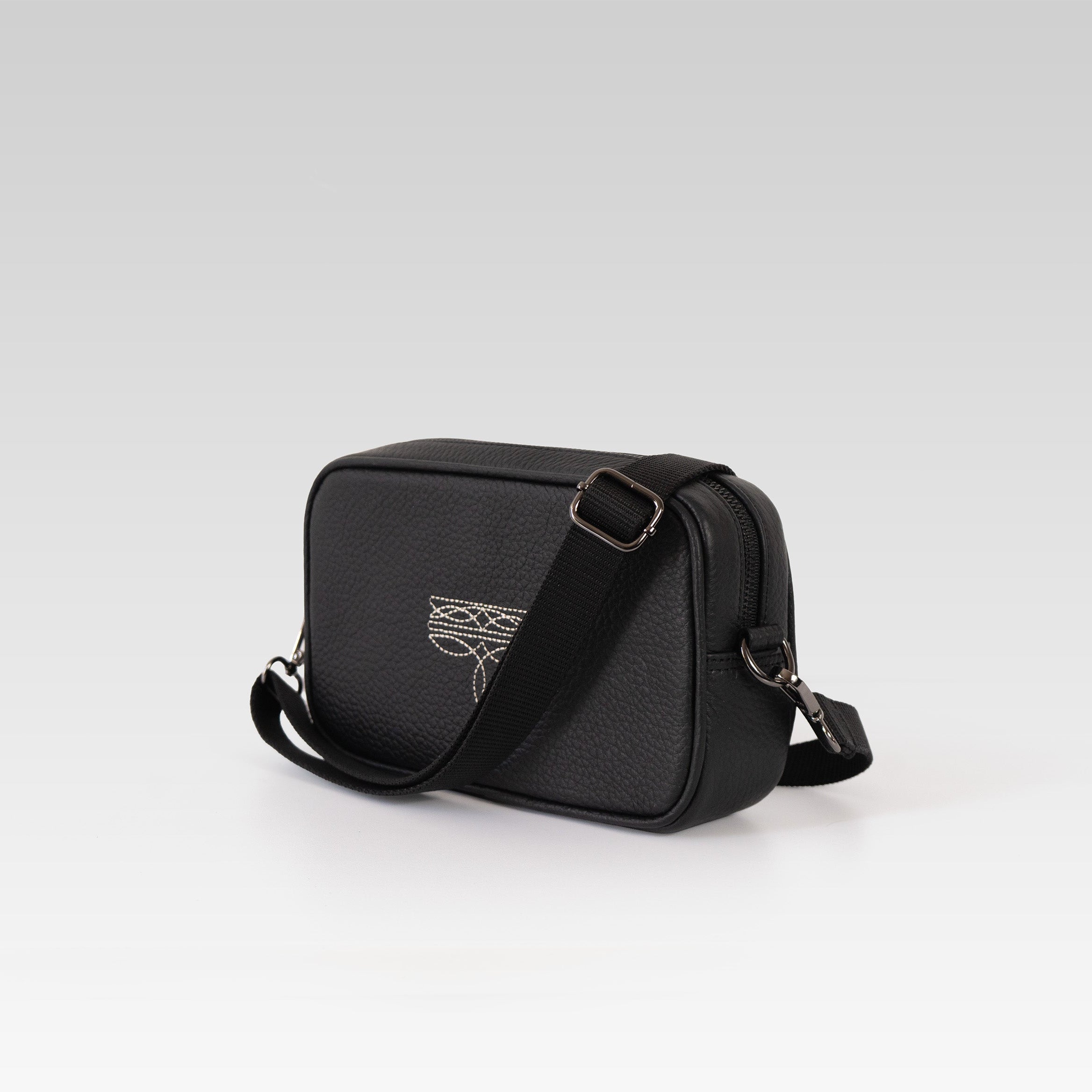 Neceser/bandolera Alberto negro con ringle Beige