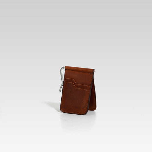 Billetera tarjetero de clip Cesar café pull