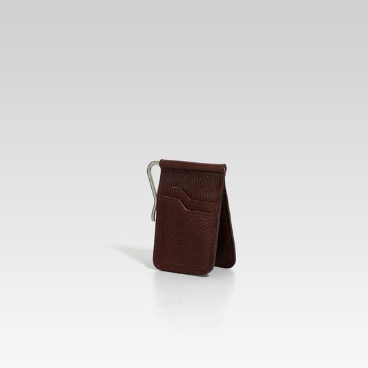 Billetera tarjetero de clip Cesar café chocolate
