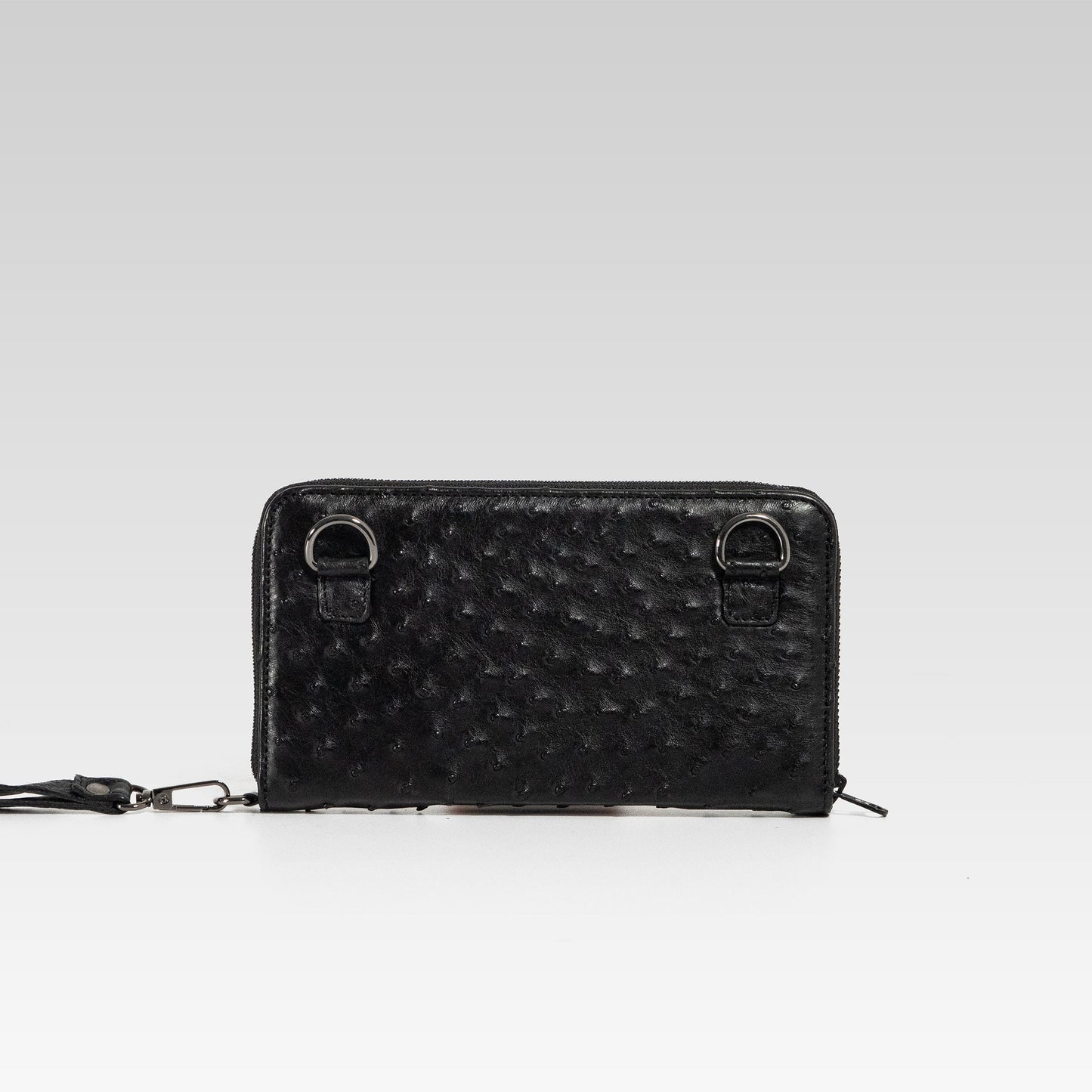 Cartera/Neceser Large Walker 1C avestruz genuina negra