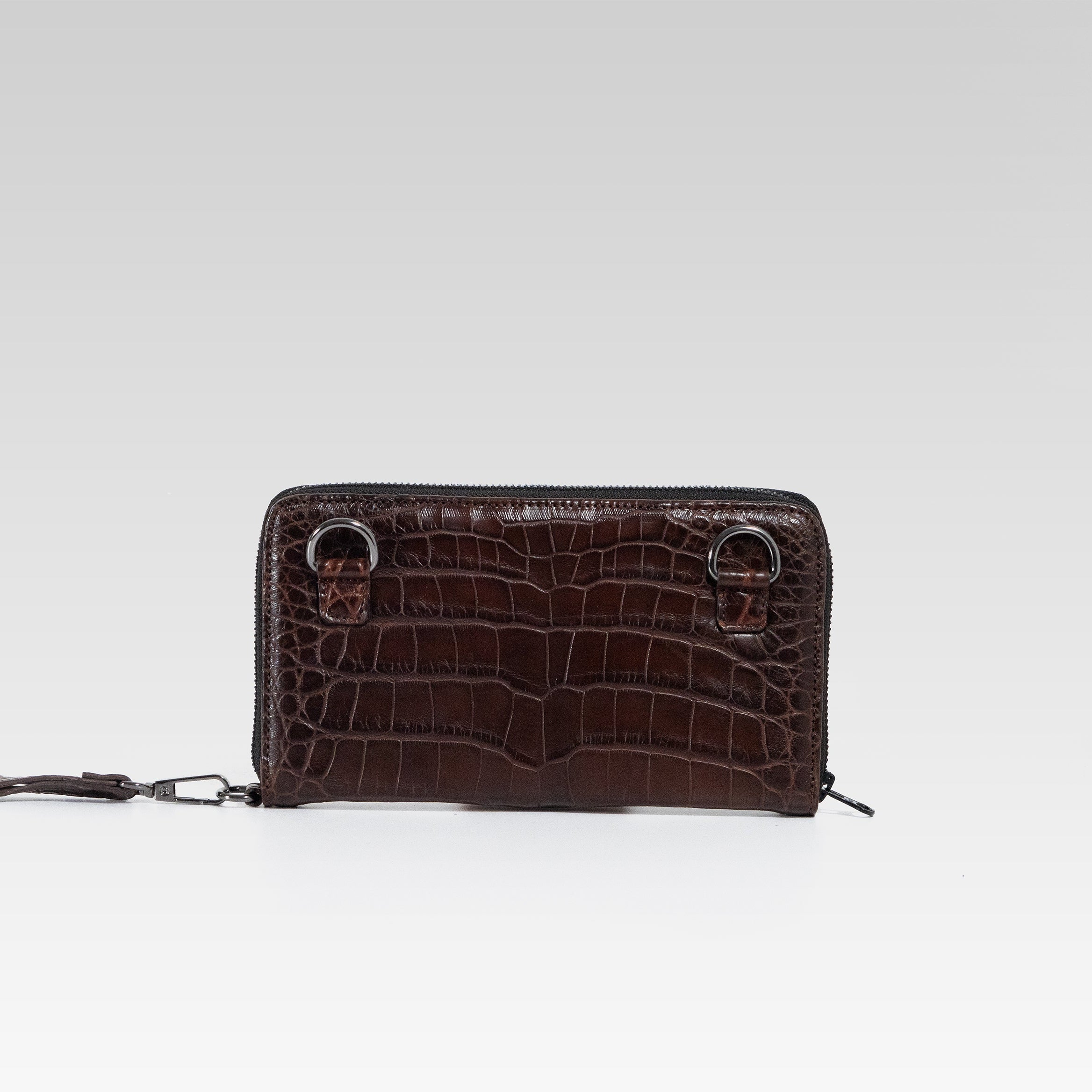 Cartera/Neceser Large Walker 1C cocodrilo genuino cafe caoba
