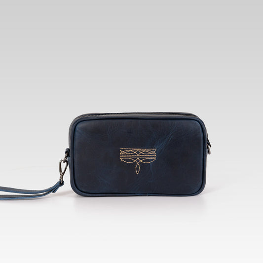 Neceser/bandolera Alberto Azul con ringle Beige