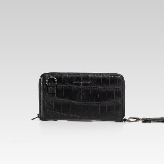 Cartera/Neceser Large Walker 1C cocodrilo genuino negro