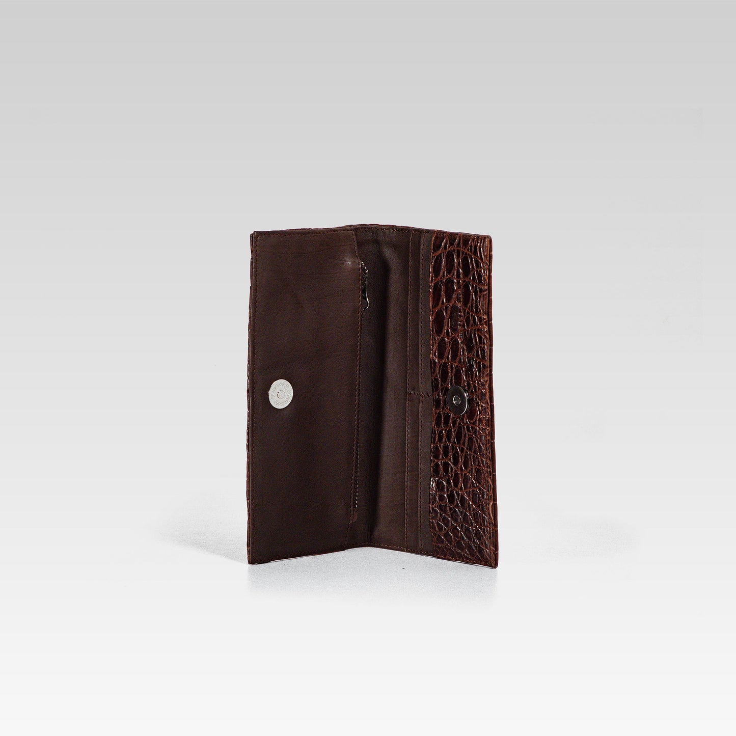 Billetera XL Cocodrilo genuino café