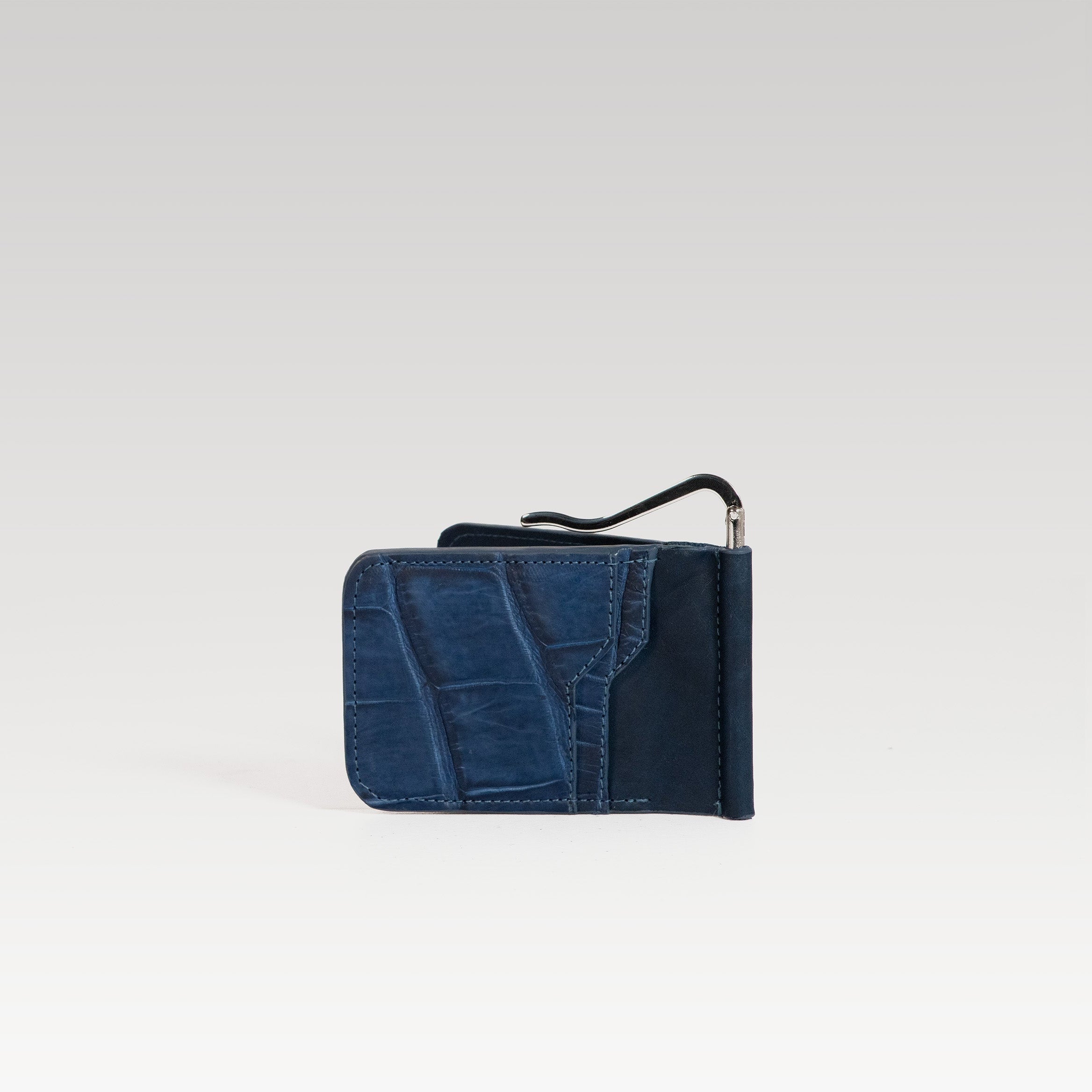 Billetera de Clip Cocodrilo Genuino blue.