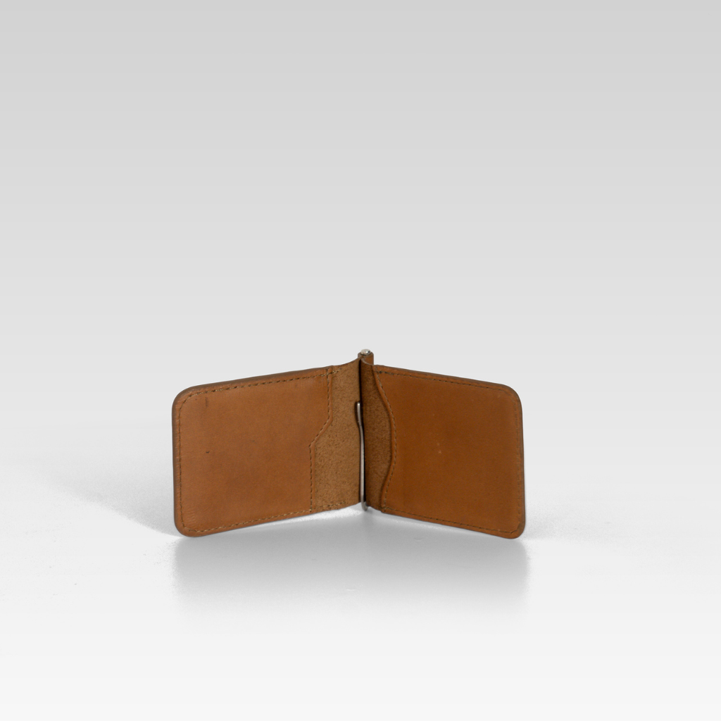 Billetera clip de piel de cocodrilo para hombre César miel