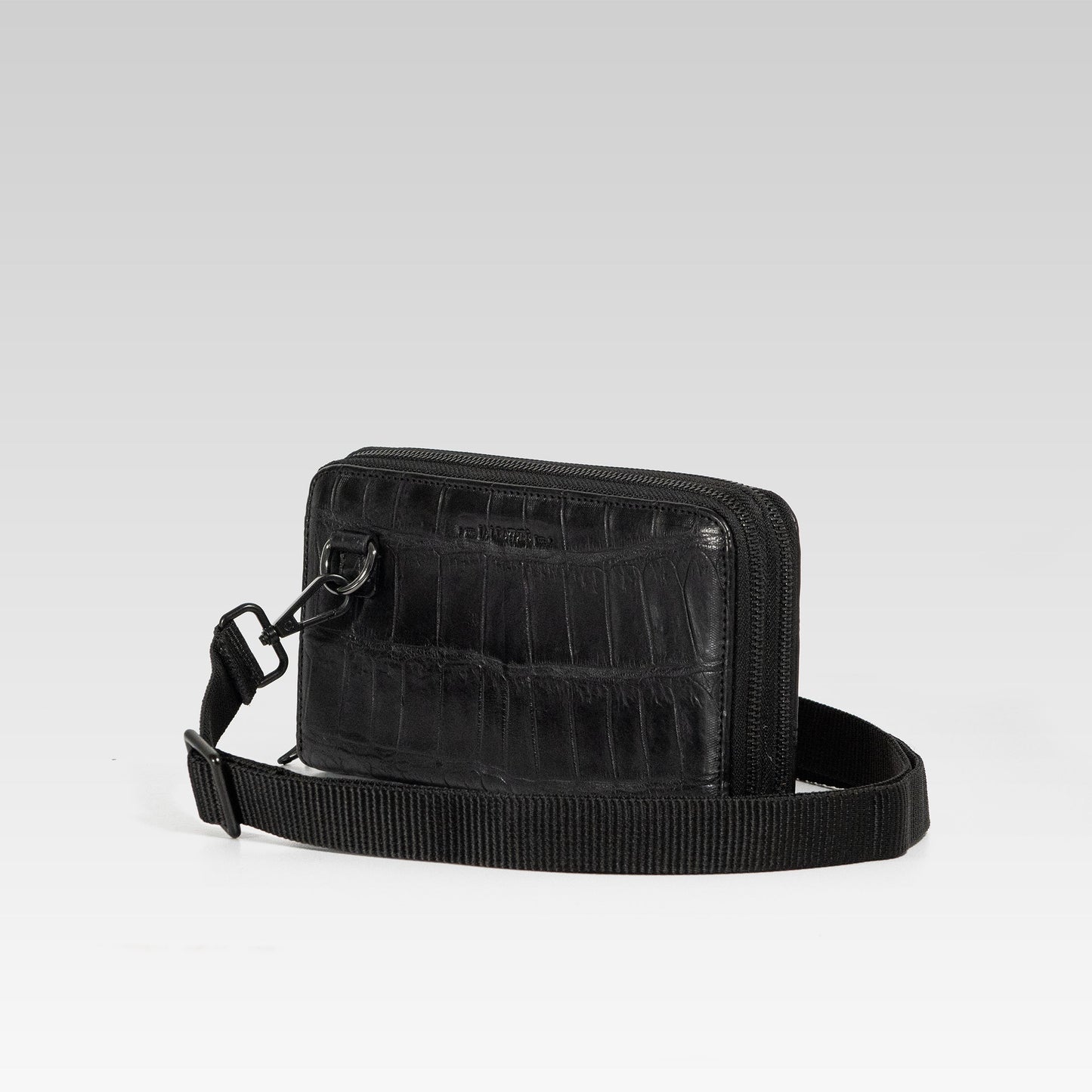 Cartera/Neceser Large Walker 2C cocodrilo genuino negro