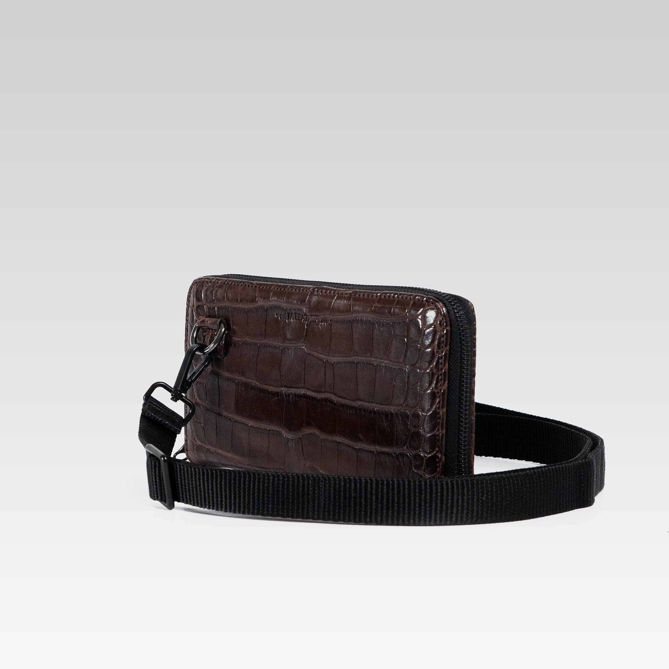 Cartera/Neceser Large Walker 1C cocodrilo genuino cafe caoba