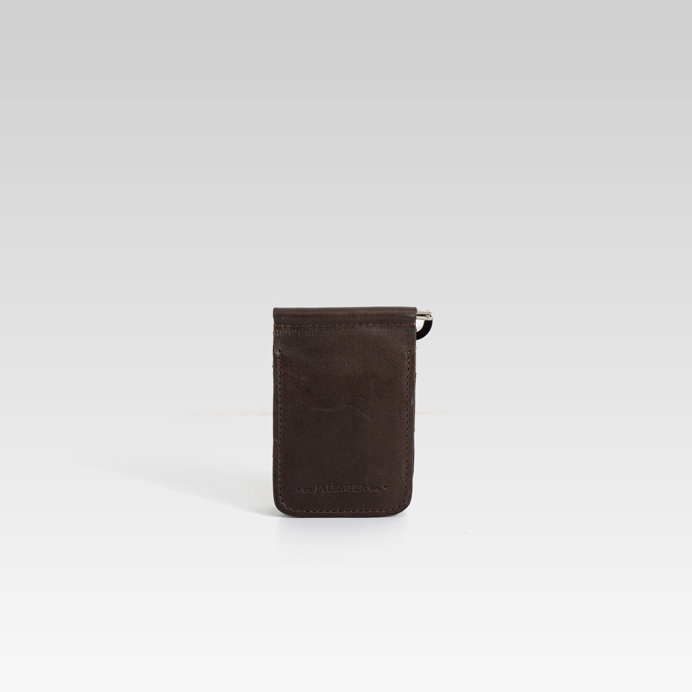 Billetera de Clip Cocodrilo Genuino Cafe