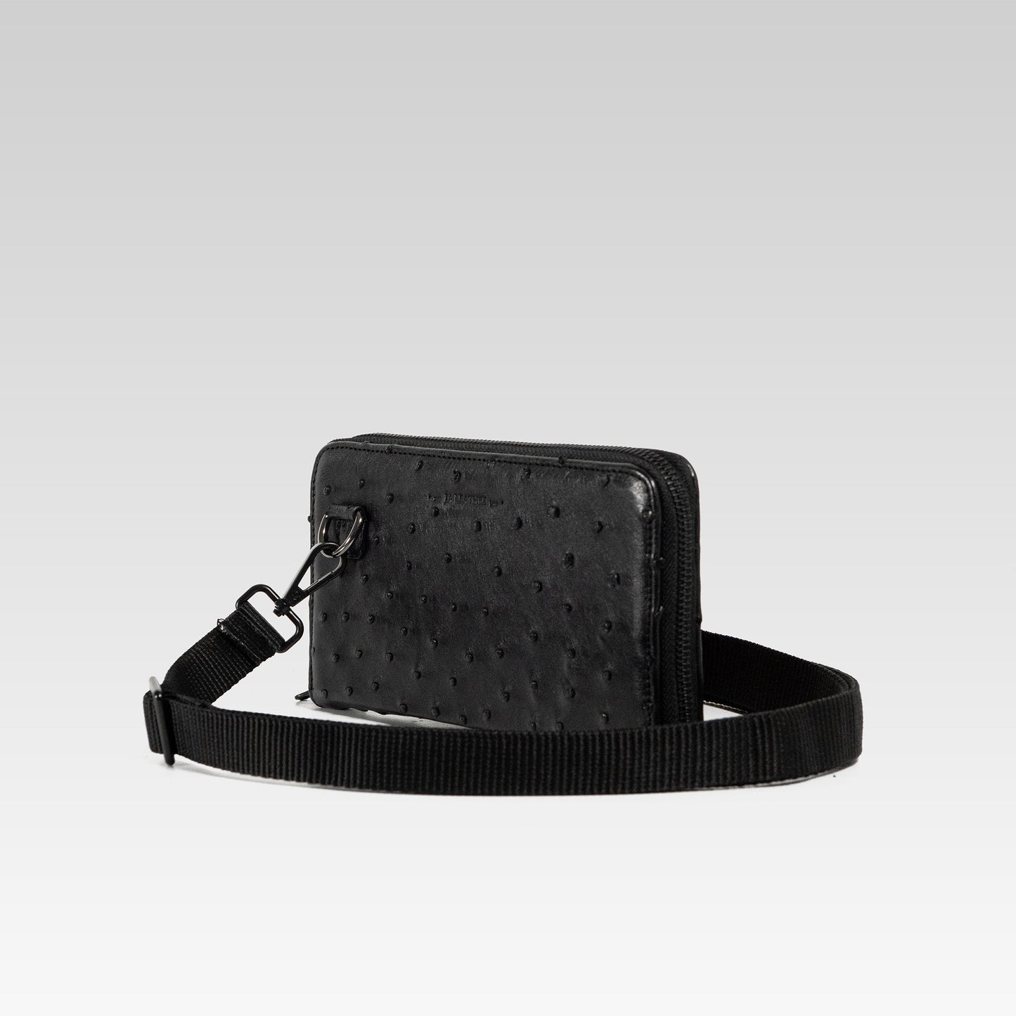 Cartera/Neceser Large Walker 1C avestruz genuina negra