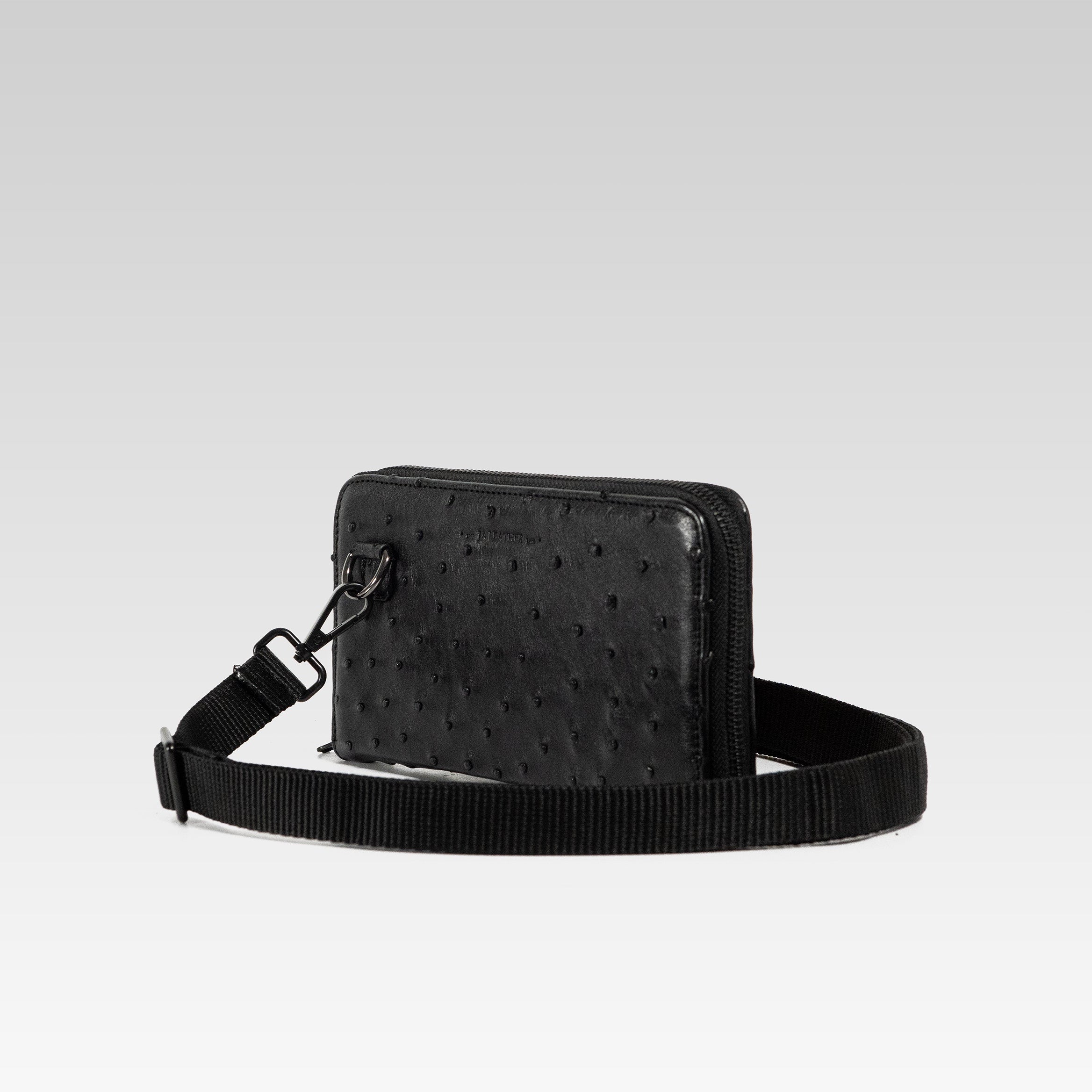 Cartera/Neceser Large Walker 1C avestruz genuina negra
