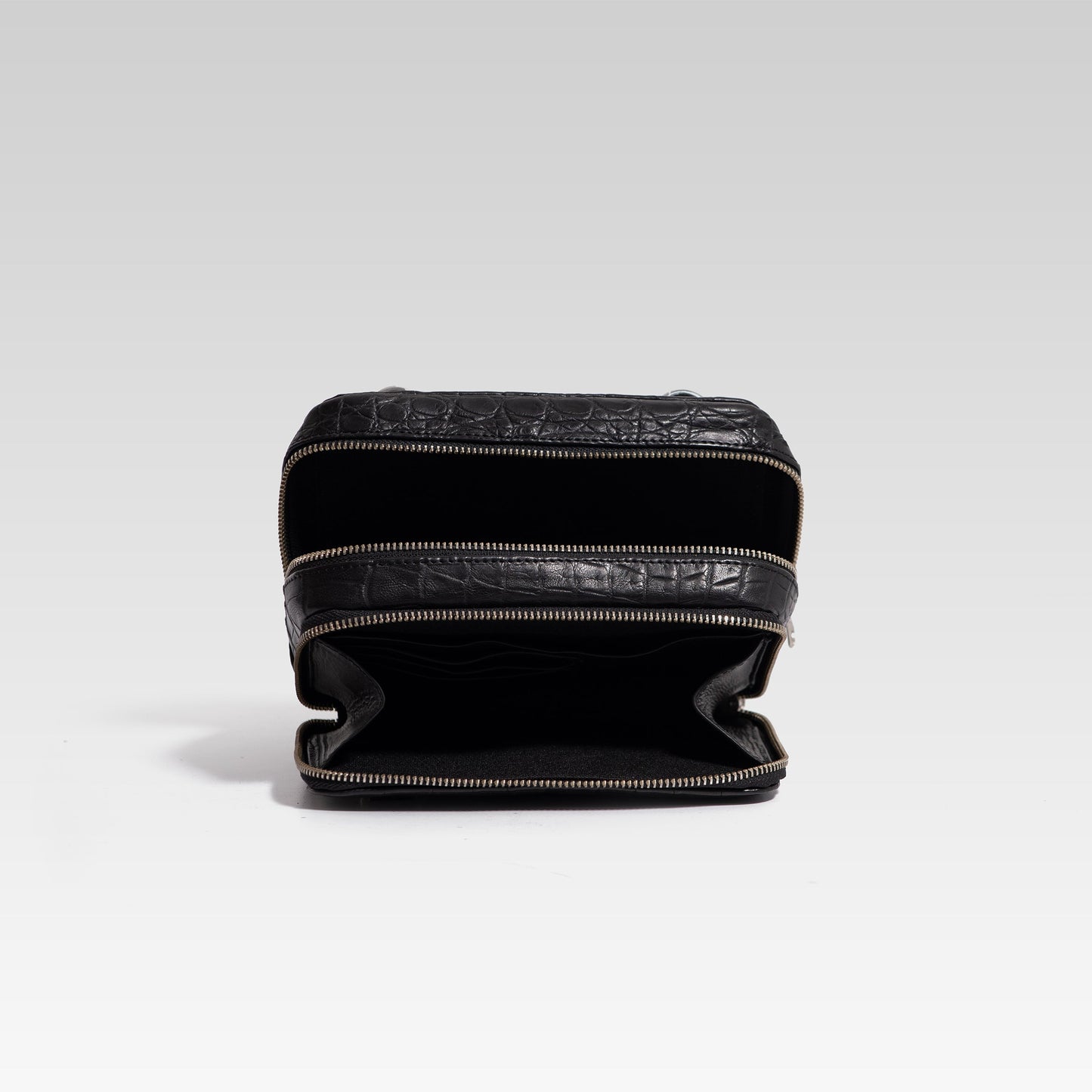 Bandolera César piel cocodrilo genuino negro
