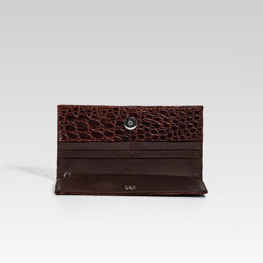 Billetera XL Cocodrilo genuino café