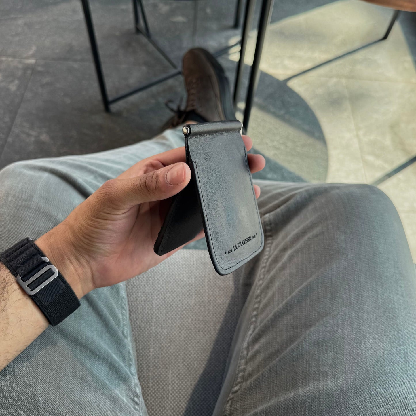 Billetera clip cesar serpiente pithon Genuino Black.