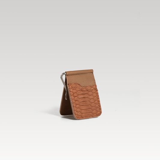 Billetera clip cesar serpiente pithon Genuino Peach.