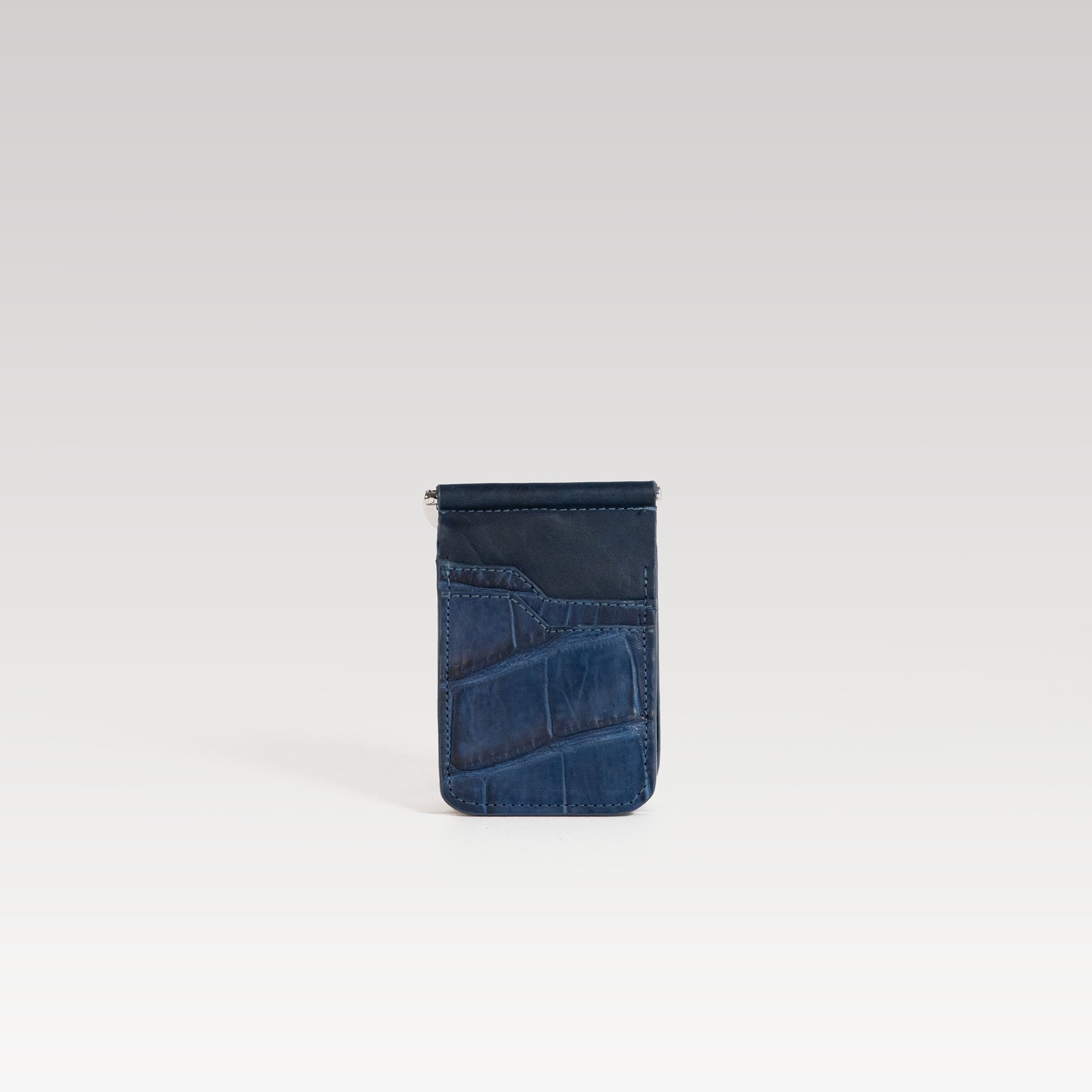 Billetera de Clip Cocodrilo Genuino blue.