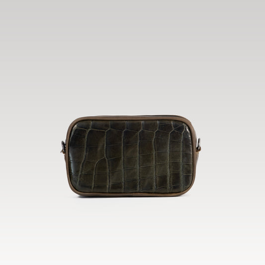 Neceser/Bandolera Alberto Cocodrilo Genuino Verde olivo