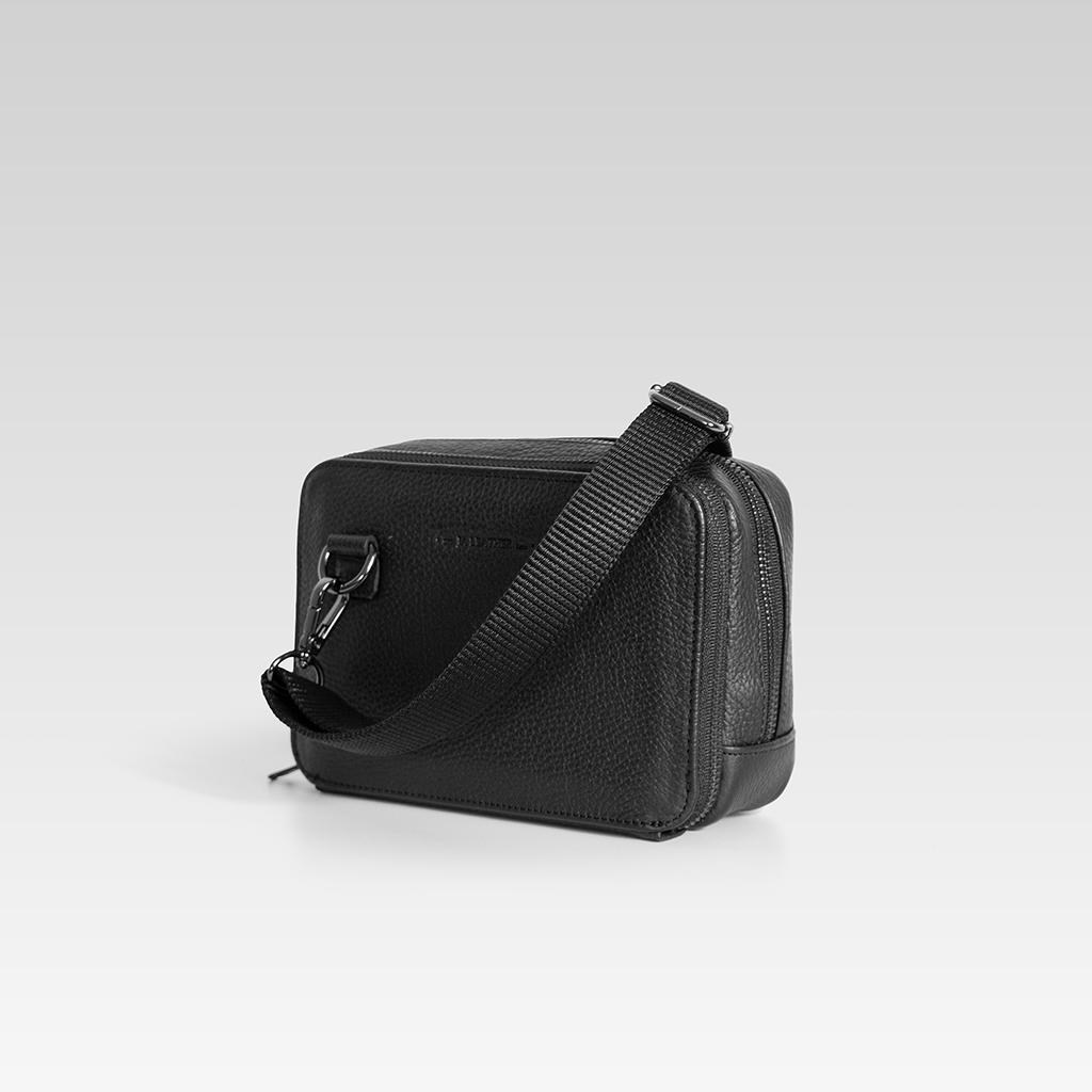 Bandolera de piel para hombre Cesar negro