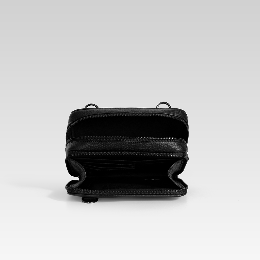 Bandolera de piel para hombre Cesar negro