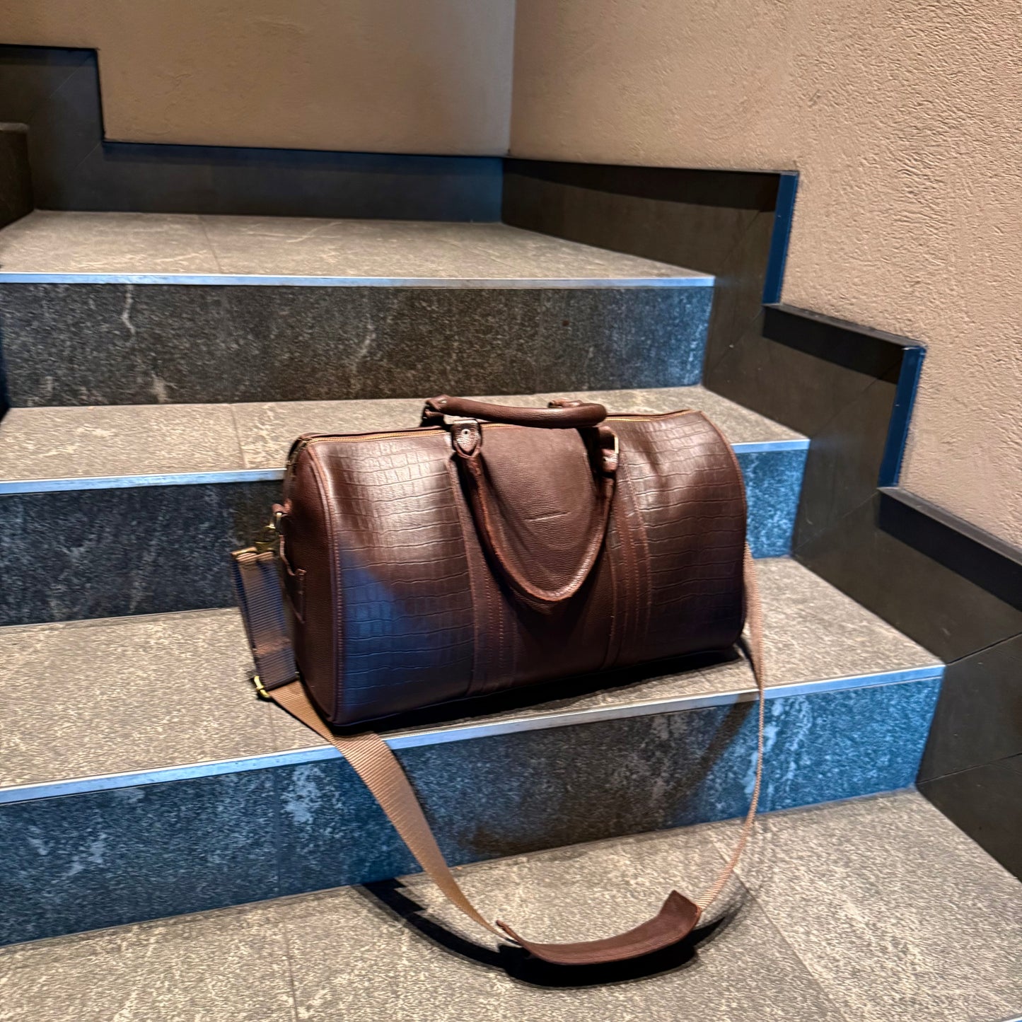 Travel Bag b002 Cafe/cocodrilo grab