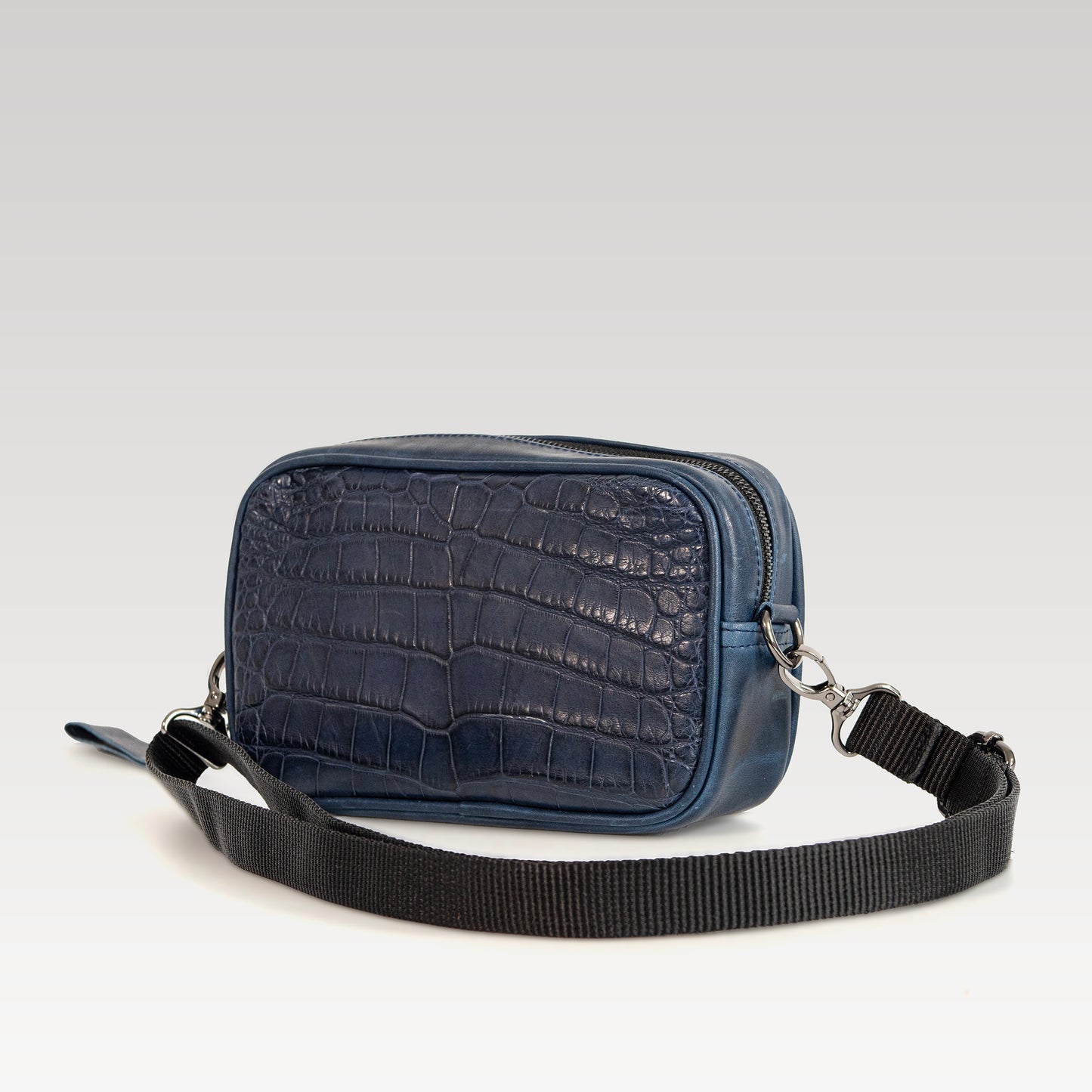 Neceser/Bandolera Alberto Cocodrilo Genuino Azul