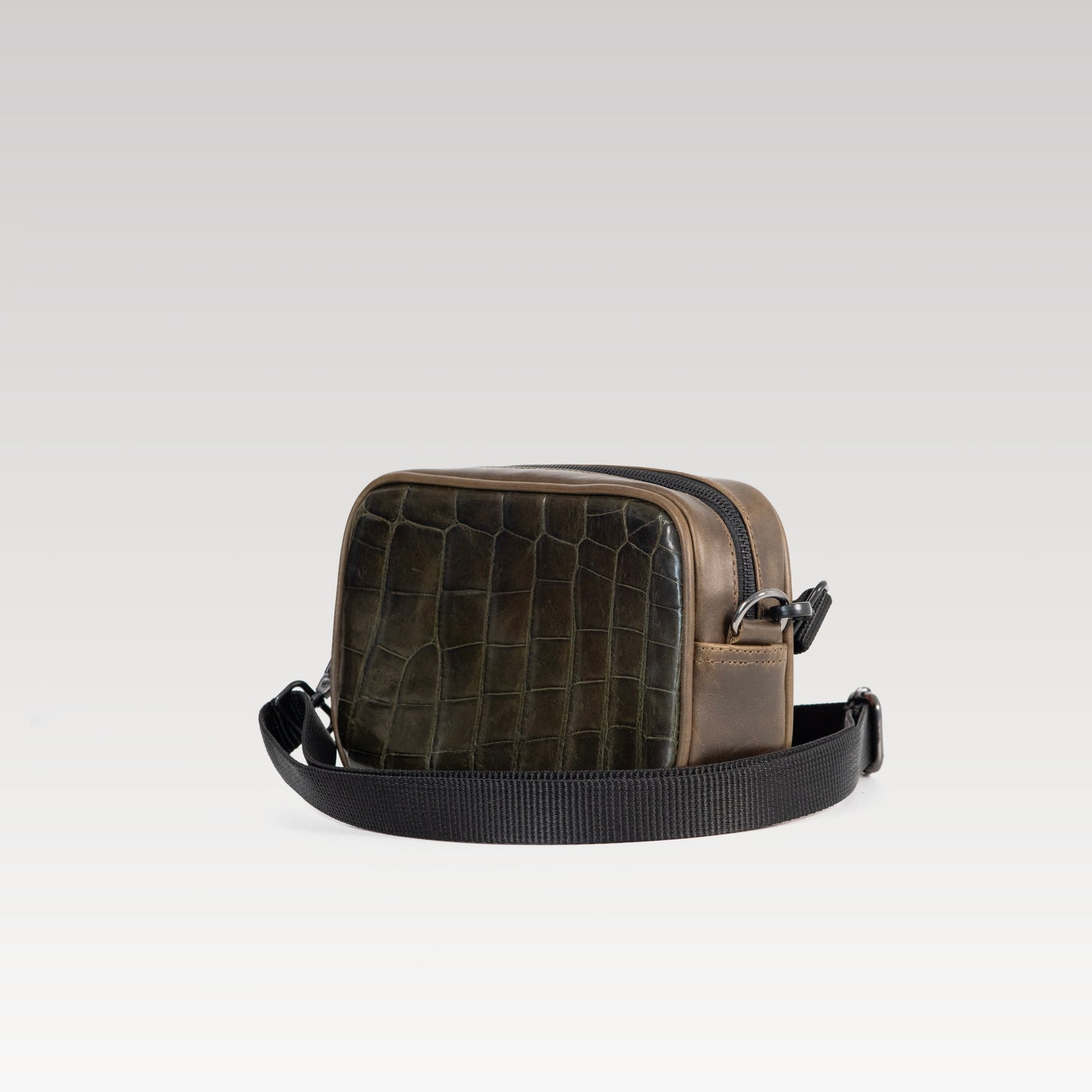 Neceser/Bandolera Alberto Cocodrilo Genuino Verde olivo