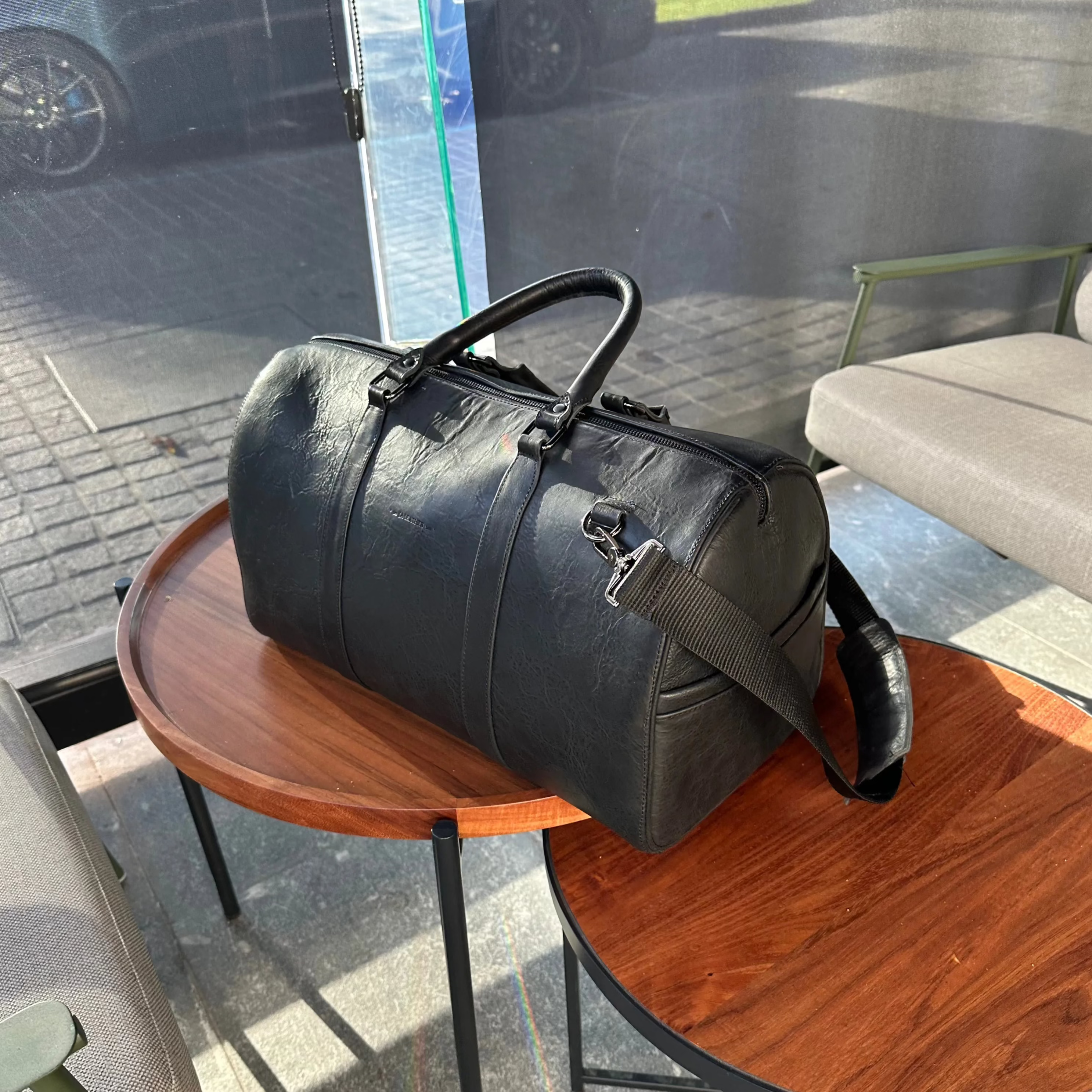 Maleta de piel para viaje negro