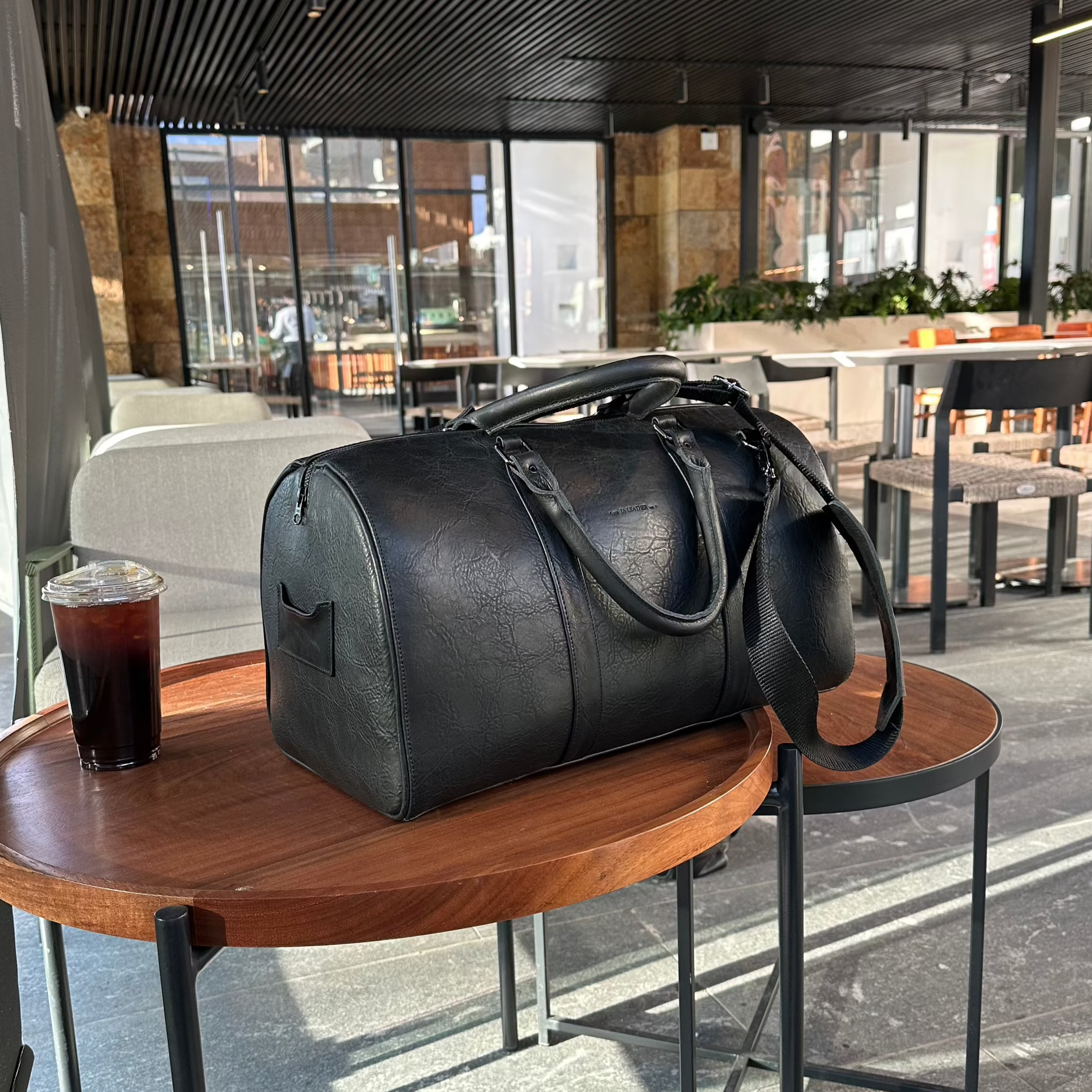 Maleta de piel para viaje negro